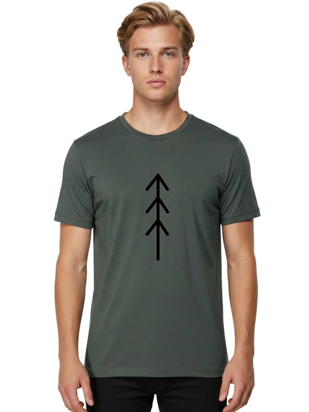 Algiz Men'S Graphic Tee, 100% Cotton, Comfortable Casual Summer Wear, Machine Washable, Rune Symbol, Protection Symbol, Ancient Writing, Mystical Sign, Symbolic Icon, Norse Mythology, Algiz Rune -  Aaa156