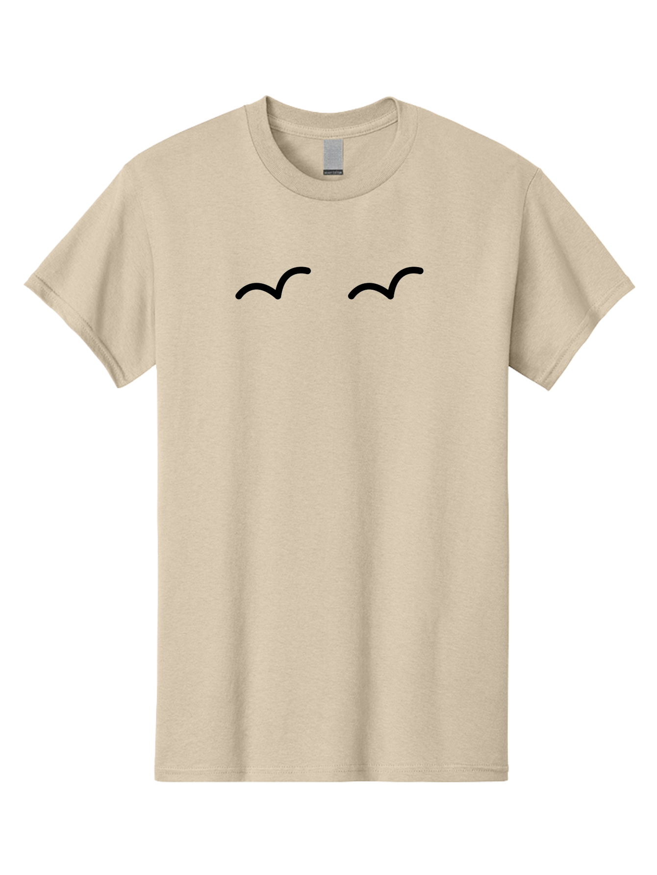 Bird-Silhouettes Men'S Graphic Tee, 100% Cotton, Comfortable Casual Summer Wear, Machine Washable, Simple Design Elements, Abstract Art, Minimalist Graphics, Black And Green Color Scheme, Wavy Lines, Modern Digital Art, -  Aaa158
