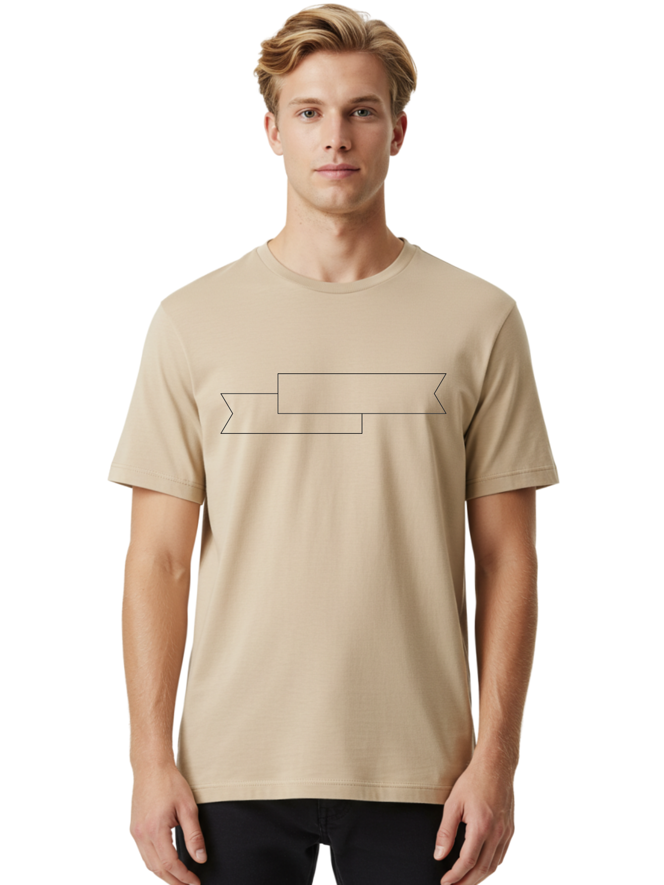 Black-Arrow Men'S Graphic Tee, 100% Cotton, Comfortable Casual Summer Wear, Machine Washable, Double Arrow Banner, Graphic Design Element, Directional Symbol, Navigation Icon, Outline Graphics, Simple Shapes -  Aaa159
