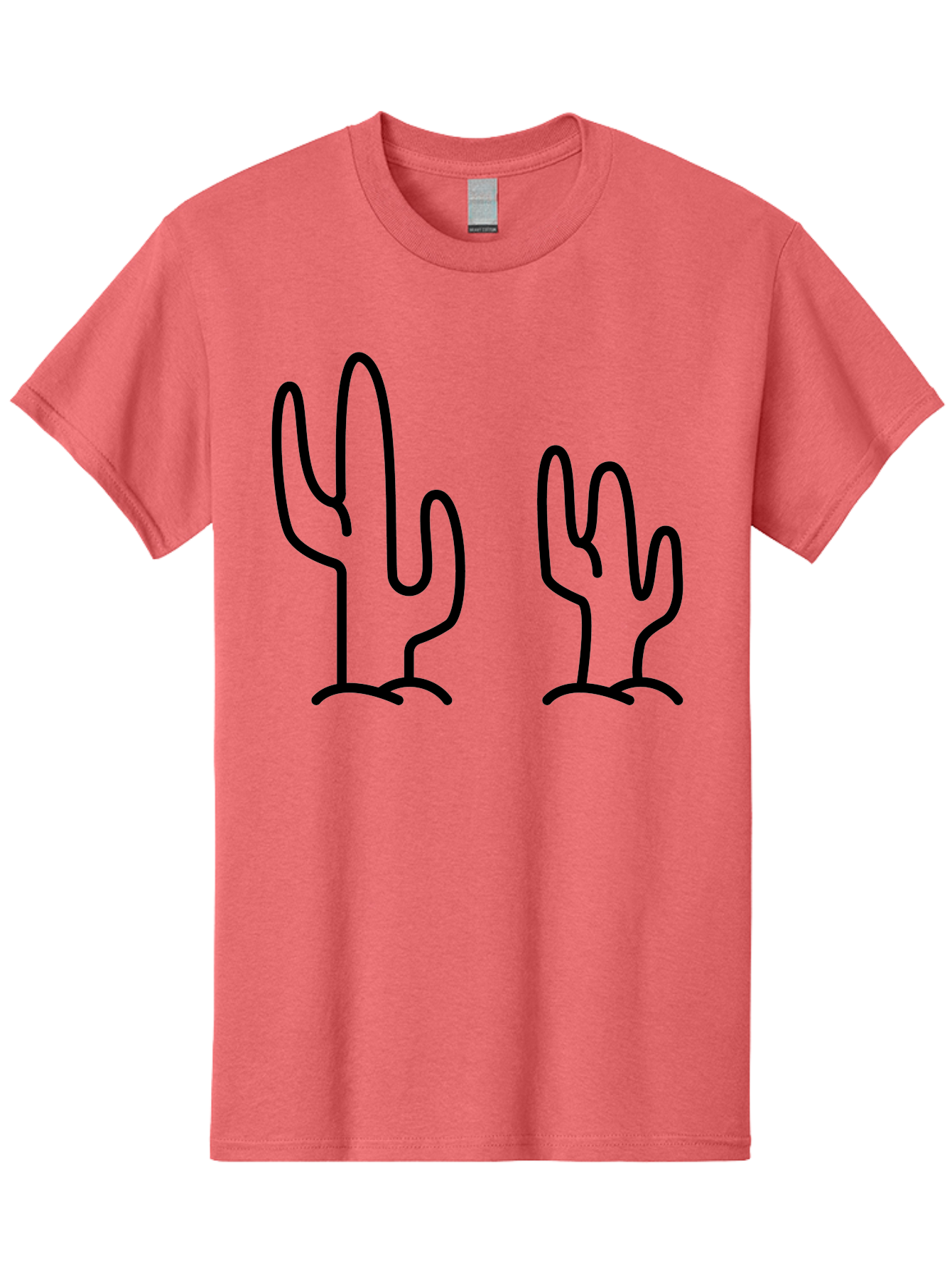 Cacti Men'S Graphic Tee, 100% Cotton, Comfortable Casual Summer Wear, Machine Washable, Cacti, Cactus Graphics, Simple Illustrations, Minimalist Design, Hand Drawn Art, Desert Plants, Outline Drawings, Black Lines -  Aaa160