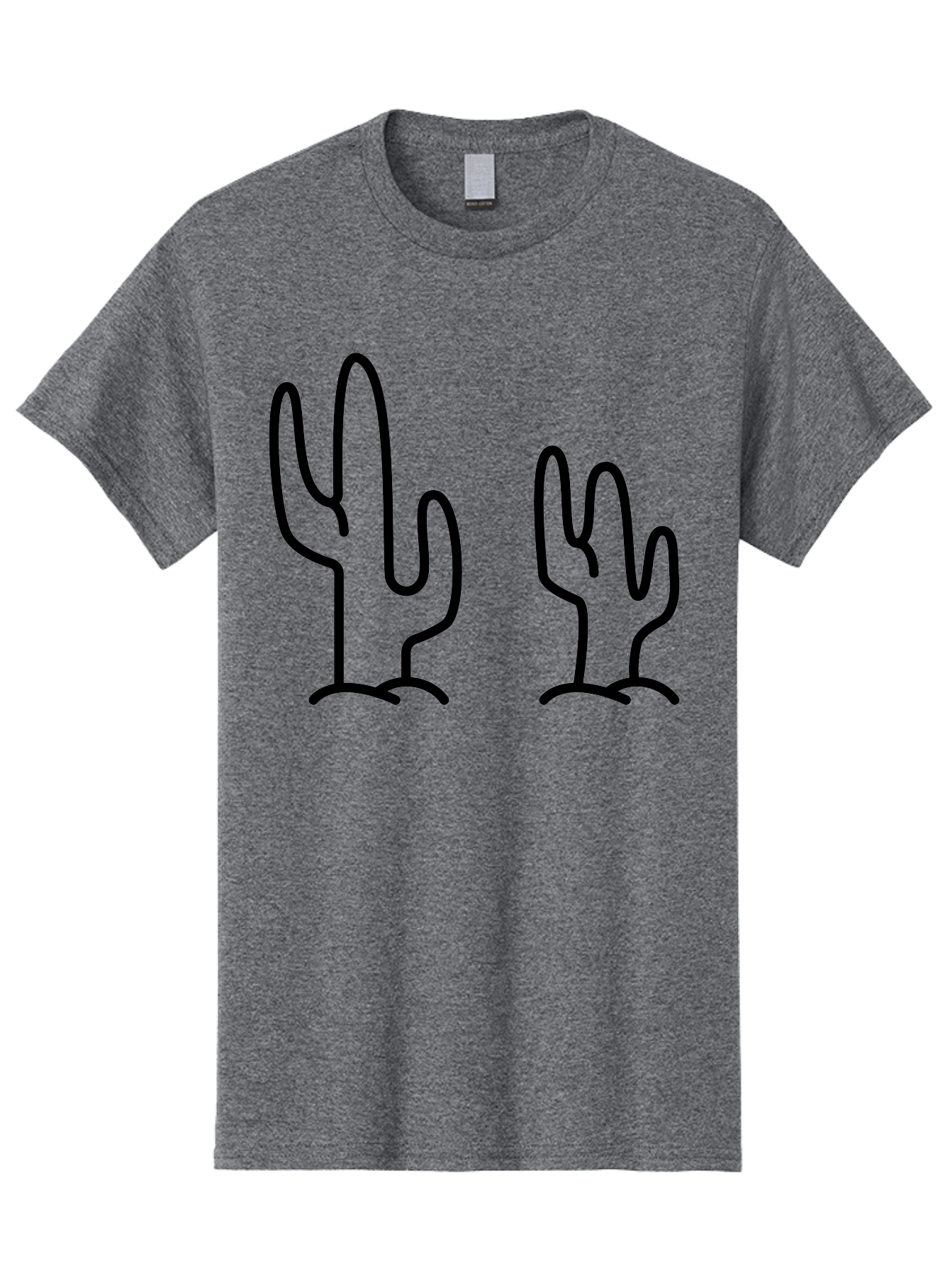 Cacti Men'S Graphic Tee, 100% Cotton, Comfortable Casual Summer Wear, Machine Washable, Cacti, Cactus Graphics, Simple Illustrations, Minimalist Design, Hand Drawn Art, Desert Plants, Outline Drawings, Black Lines -  Aaa160