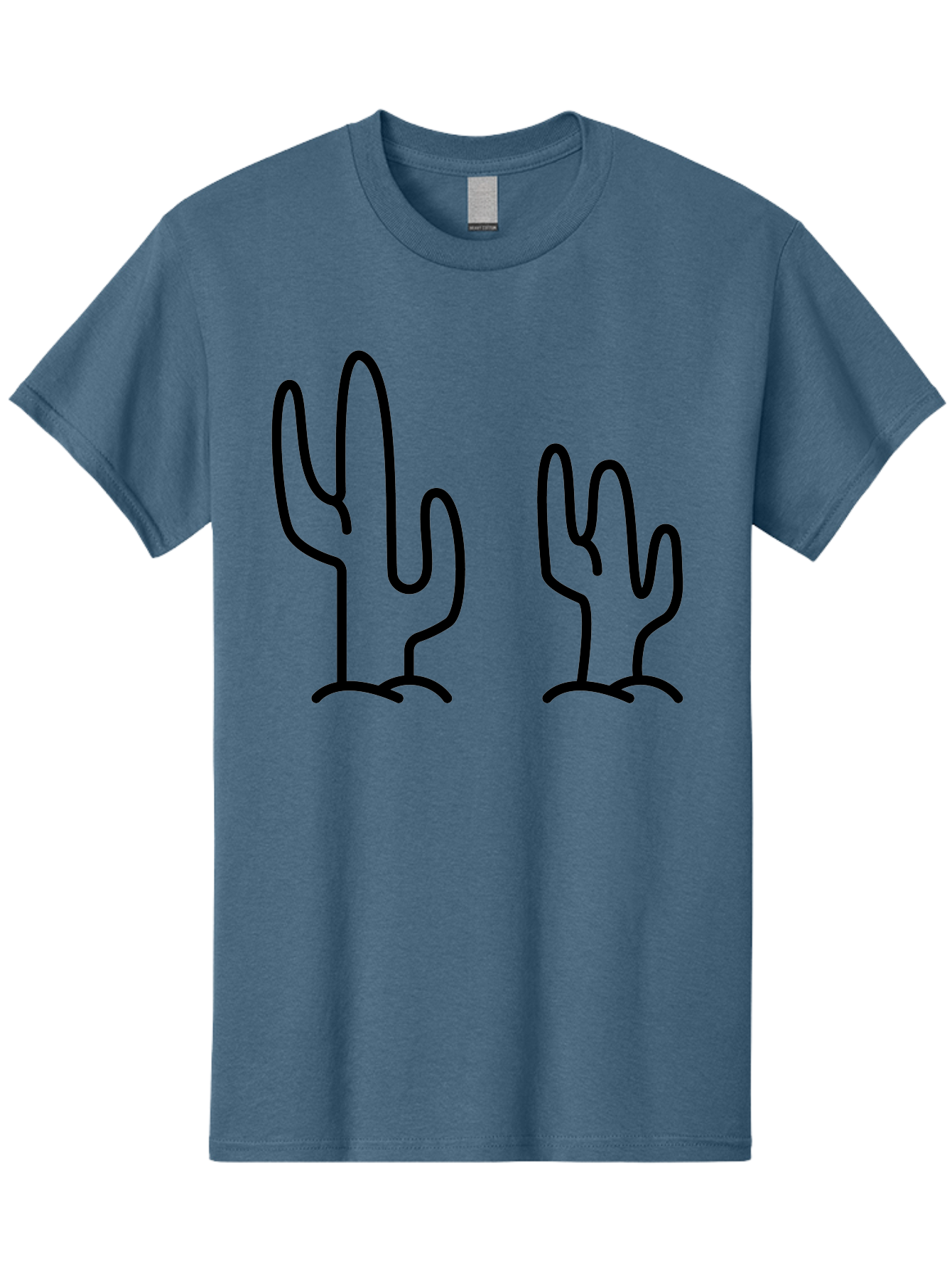 Cacti Men'S Graphic Tee, 100% Cotton, Comfortable Casual Summer Wear, Machine Washable, Cacti, Cactus Graphics, Simple Illustrations, Minimalist Design, Hand Drawn Art, Desert Plants, Outline Drawings, Black Lines -  Aaa160