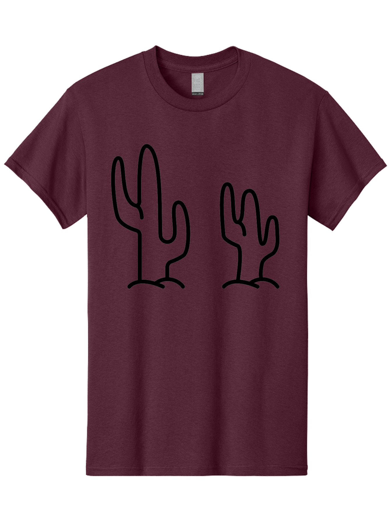 Cacti Men'S Graphic Tee, 100% Cotton, Comfortable Casual Summer Wear, Machine Washable, Cacti, Cactus Graphics, Simple Illustrations, Minimalist Design, Hand Drawn Art, Desert Plants, Outline Drawings, Black Lines -  Aaa160