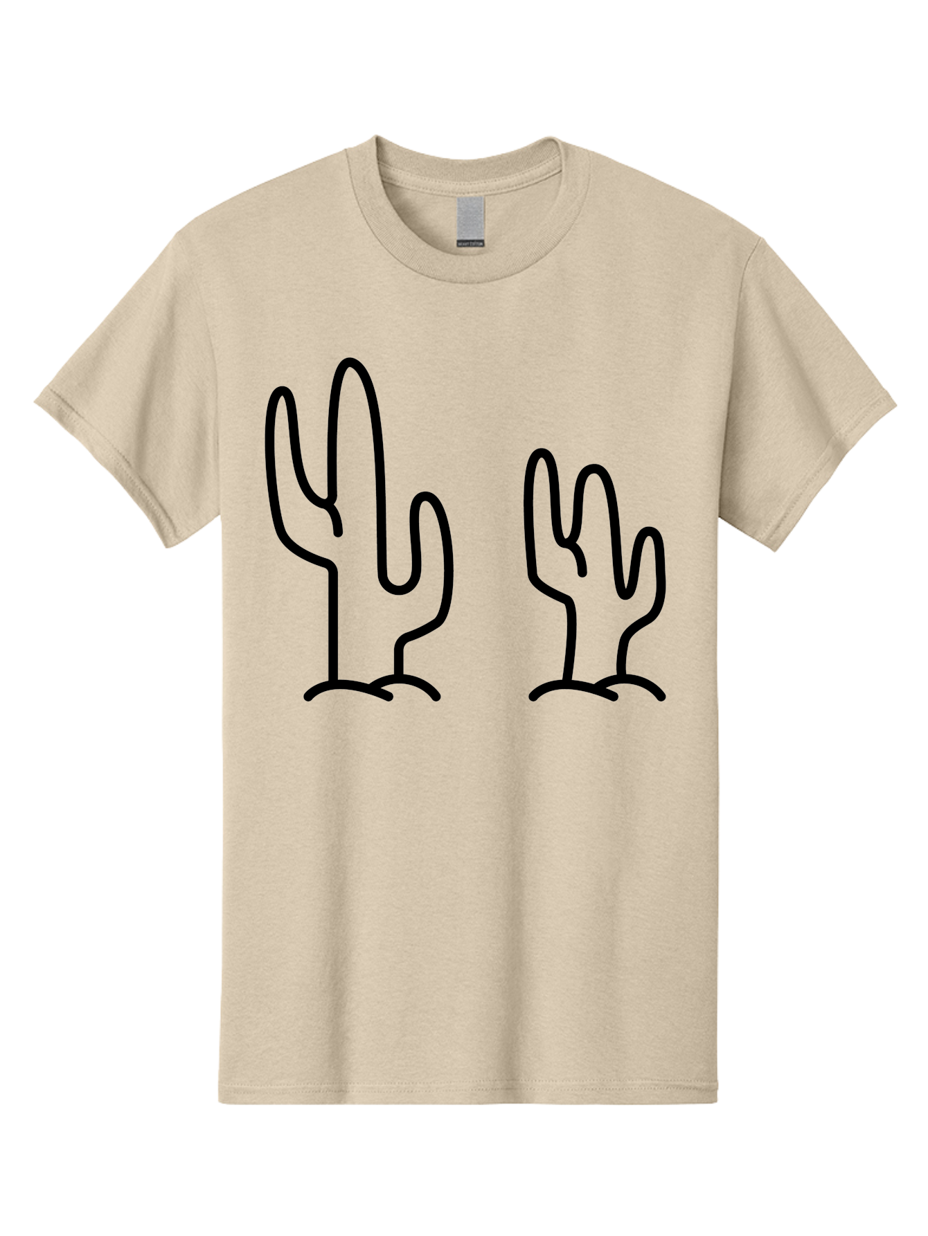 Cacti Men'S Graphic Tee, 100% Cotton, Comfortable Casual Summer Wear, Machine Washable, Cacti, Cactus Graphics, Simple Illustrations, Minimalist Design, Hand Drawn Art, Desert Plants, Outline Drawings, Black Lines -  Aaa160