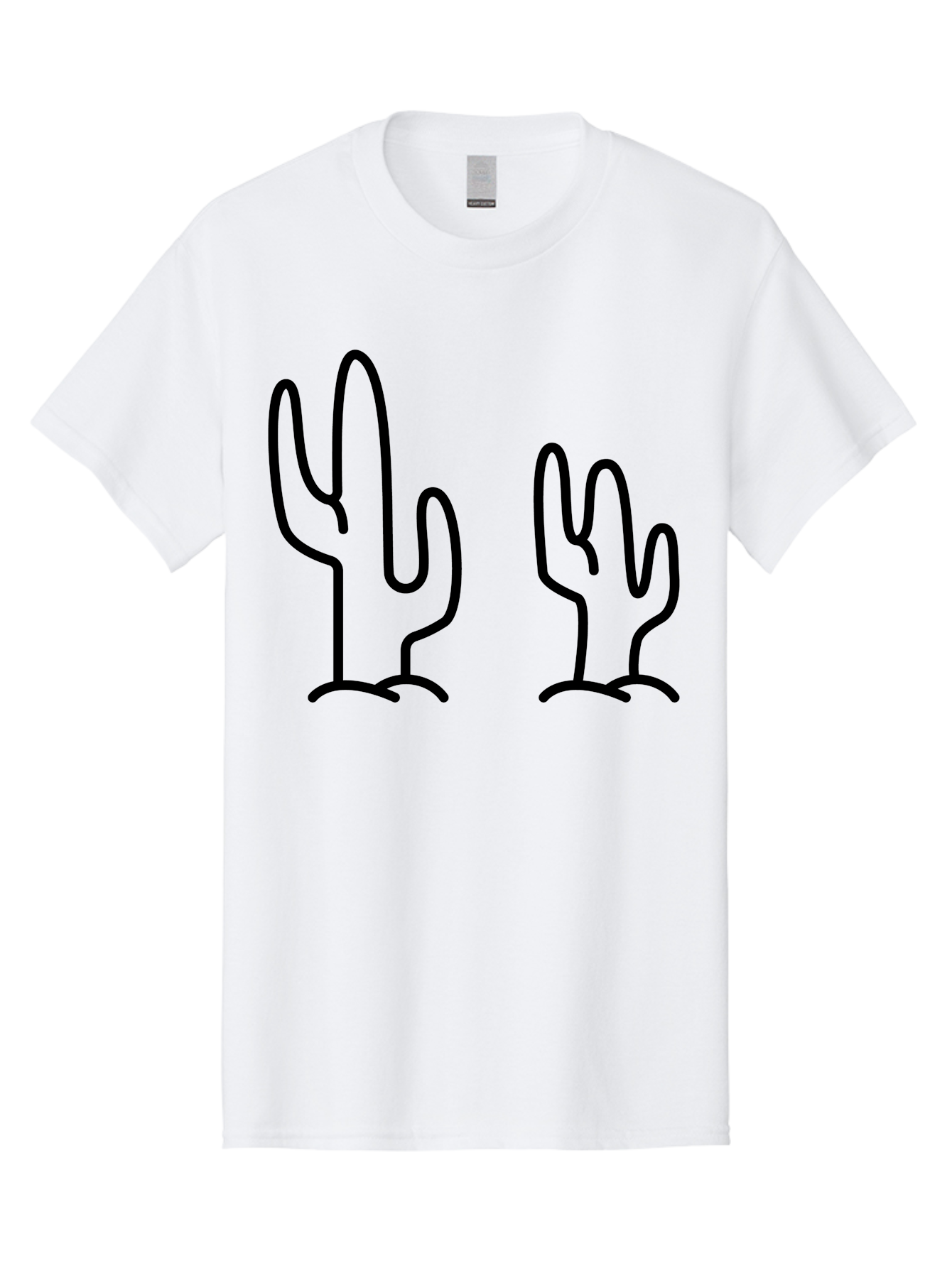 Cacti Men'S Graphic Tee, 100% Cotton, Comfortable Casual Summer Wear, Machine Washable, Cacti, Cactus Graphics, Simple Illustrations, Minimalist Design, Hand Drawn Art, Desert Plants, Outline Drawings, Black Lines -  Aaa160