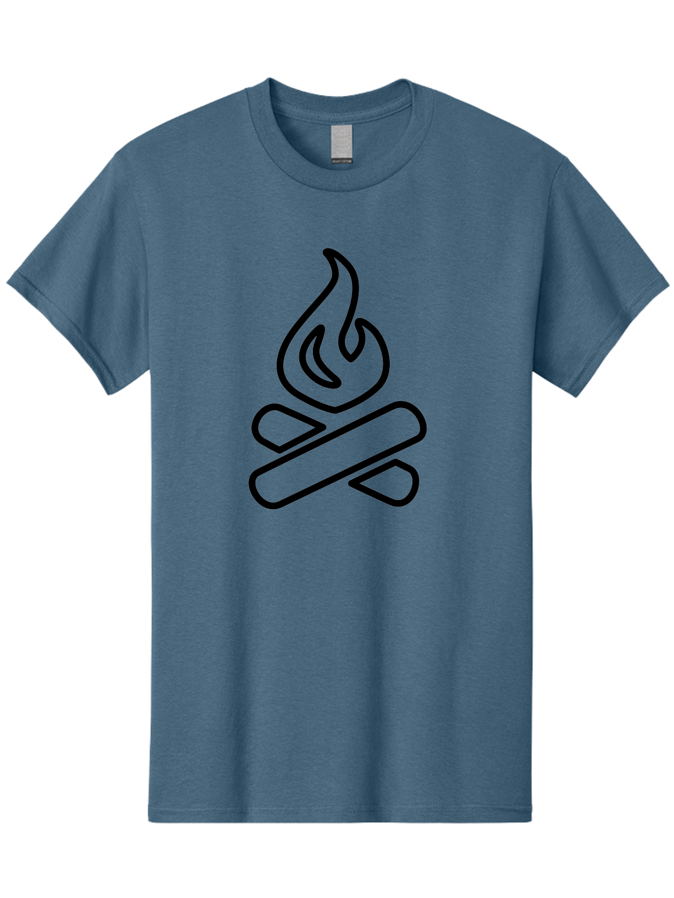 Campfire-1 Men'S Graphic Tee, 100% Cotton, Comfortable Casual Summer Wear, Machine Washable, Campfire Icon, Black Outline, Simple Design, Minimalist Art, Camping Symbol, Outdoor Adventure, Wilderness, Fire Pit, Bonfire -  Aaa161