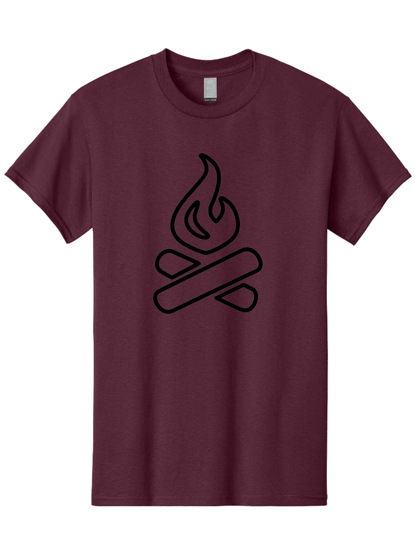 Campfire-1 Men'S Graphic Tee, 100% Cotton, Comfortable Casual Summer Wear, Machine Washable, Campfire Icon, Black Outline, Simple Design, Minimalist Art, Camping Symbol, Outdoor Adventure, Wilderness, Fire Pit, Bonfire -  Aaa161