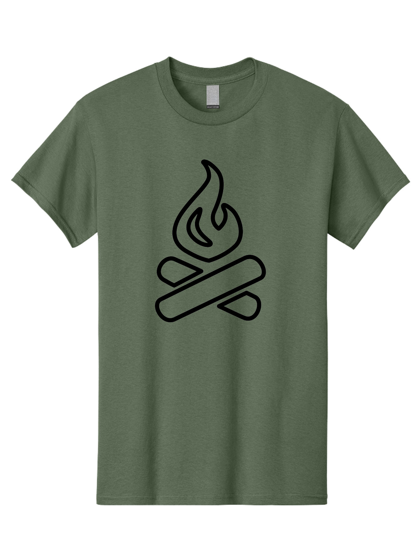 Campfire-1 Men'S Graphic Tee, 100% Cotton, Comfortable Casual Summer Wear, Machine Washable, Campfire Icon, Black Outline, Simple Design, Minimalist Art, Camping Symbol, Outdoor Adventure, Wilderness, Fire Pit, Bonfire -  Aaa161