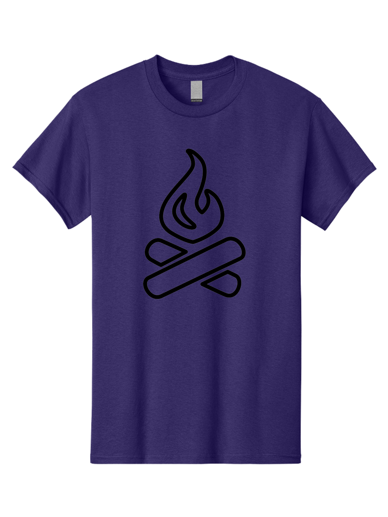 Campfire-1 Men'S Graphic Tee, 100% Cotton, Comfortable Casual Summer Wear, Machine Washable, Campfire Icon, Black Outline, Simple Design, Minimalist Art, Camping Symbol, Outdoor Adventure, Wilderness, Fire Pit, Bonfire -  Aaa161