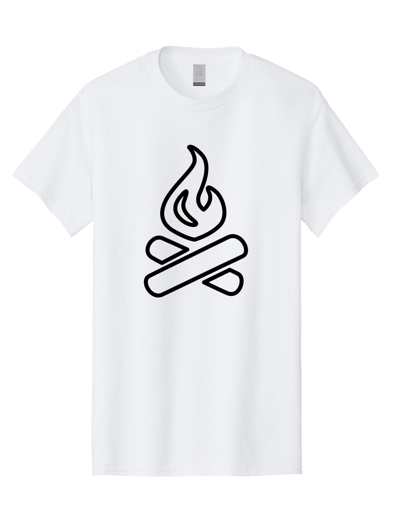 Campfire-1 Men'S Graphic Tee, 100% Cotton, Comfortable Casual Summer Wear, Machine Washable, Campfire Icon, Black Outline, Simple Design, Minimalist Art, Camping Symbol, Outdoor Adventure, Wilderness, Fire Pit, Bonfire -  Aaa161