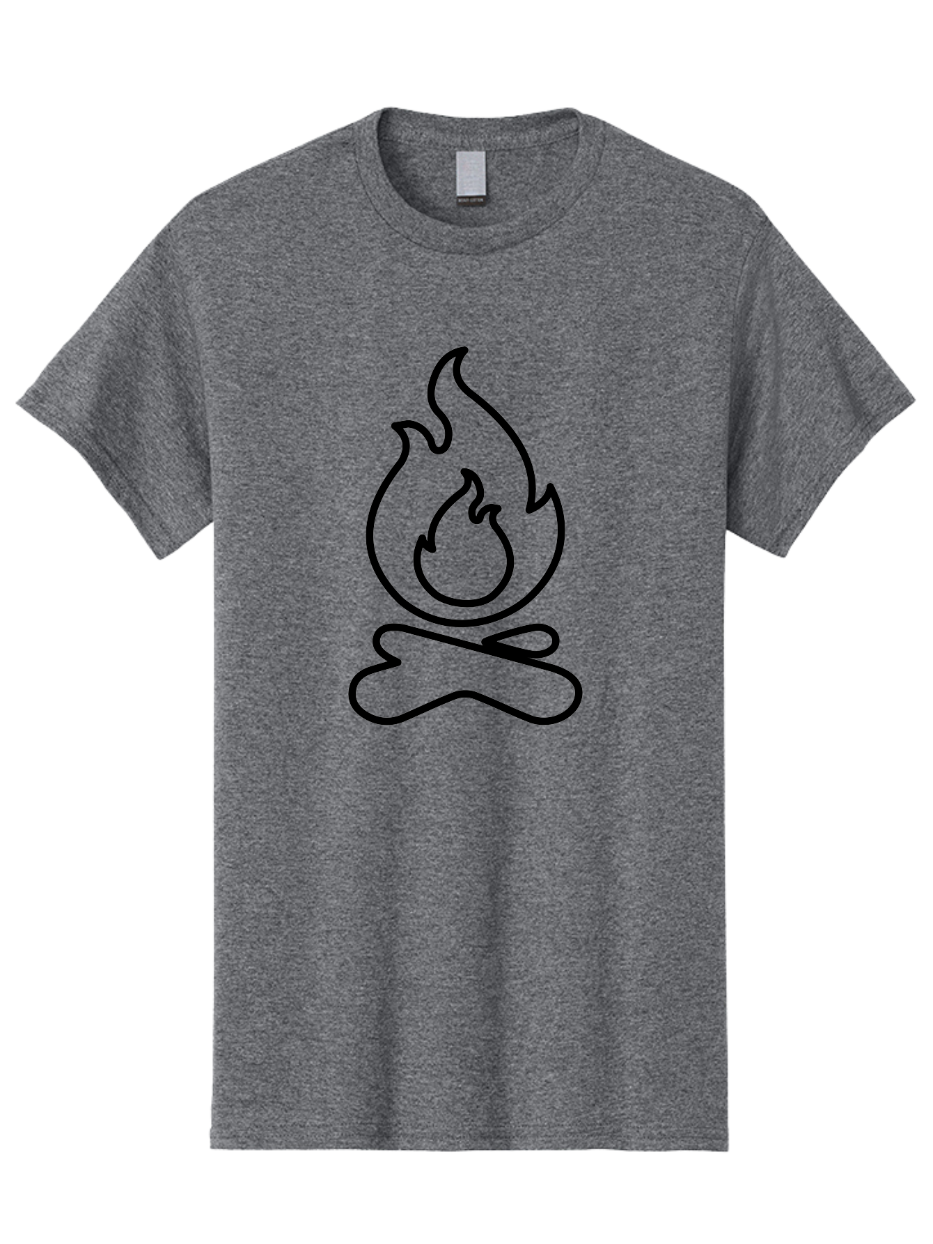 Campfire-2 Men'S Graphic Tee, 100% Cotton, Comfortable Casual Summer Wear, Machine Washable, Simple Line Art, Camp Fire Icon, Minimalist Design, Black Outline, Flame Symbol, Outdoor Adventure, Camping Theme, Warm Ambiance, -  Aaa162