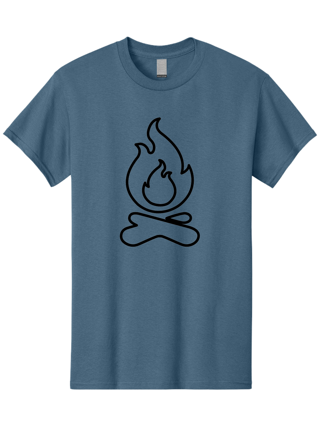 Campfire-2 Men'S Graphic Tee, 100% Cotton, Comfortable Casual Summer Wear, Machine Washable, Simple Line Art, Camp Fire Icon, Minimalist Design, Black Outline, Flame Symbol, Outdoor Adventure, Camping Theme, Warm Ambiance, -  Aaa162