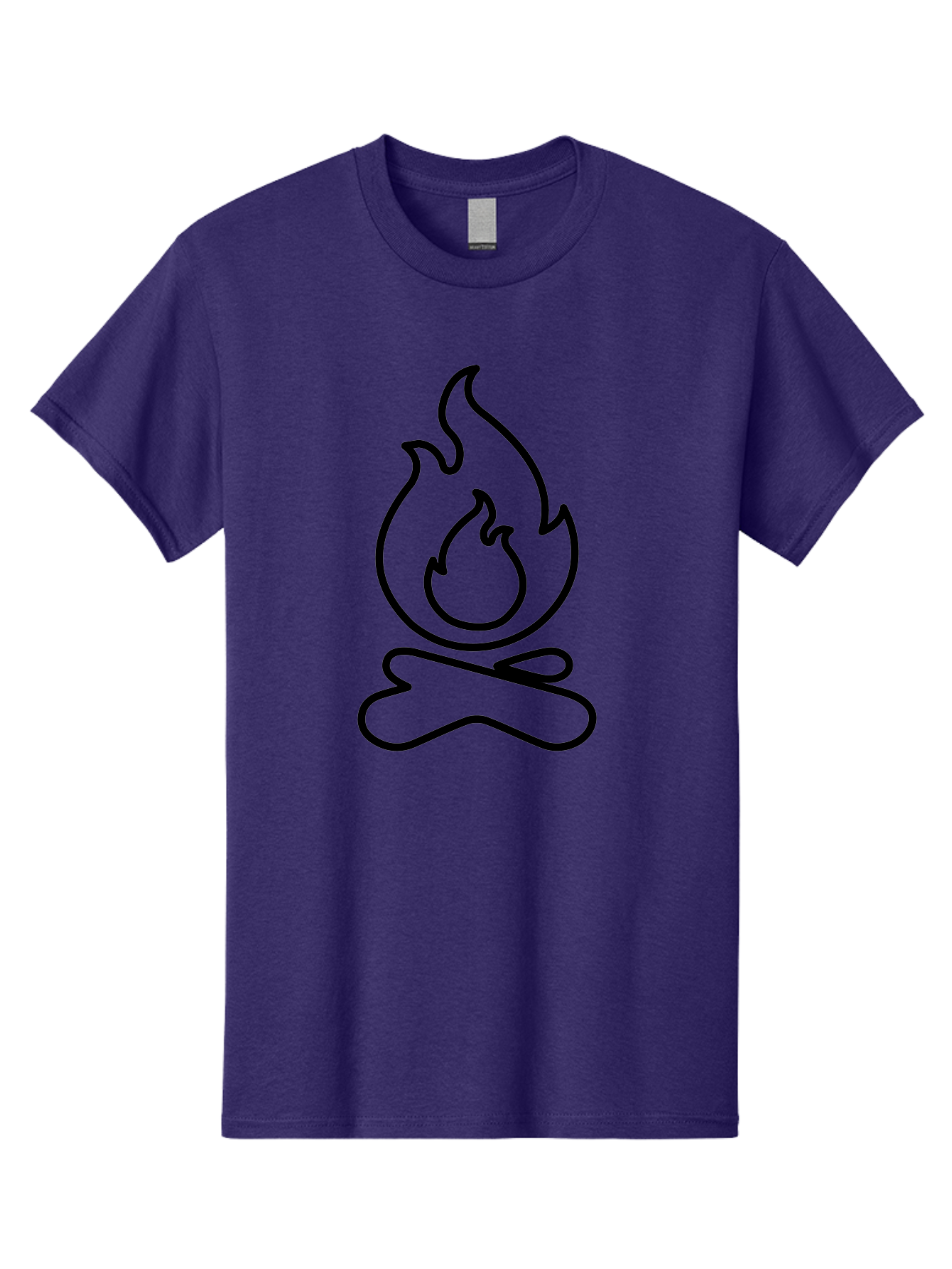 Campfire-2 Men'S Graphic Tee, 100% Cotton, Comfortable Casual Summer Wear, Machine Washable, Simple Line Art, Camp Fire Icon, Minimalist Design, Black Outline, Flame Symbol, Outdoor Adventure, Camping Theme, Warm Ambiance, -  Aaa162