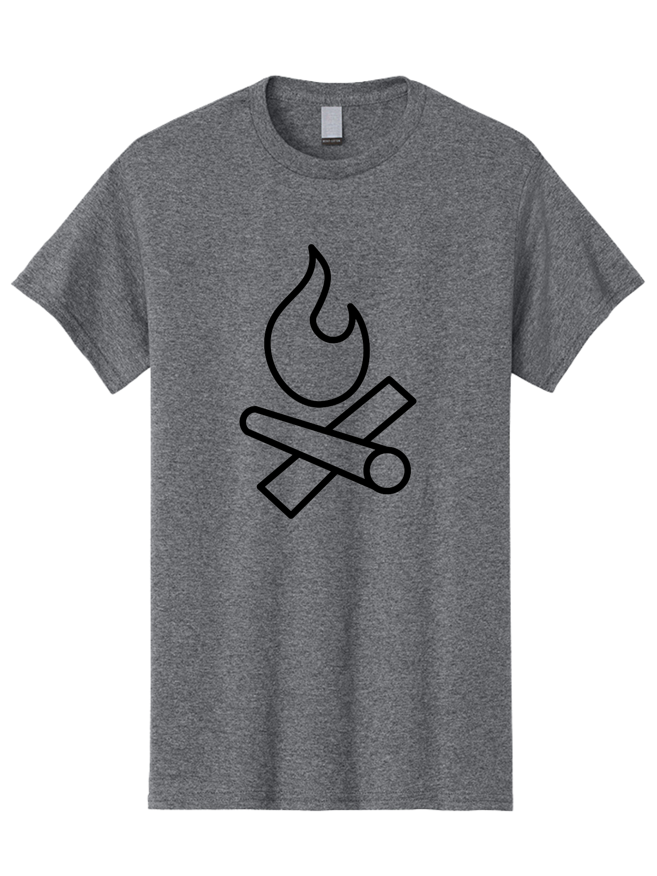Campfire-3 Men'S Graphic Tee, 100% Cotton, Comfortable Casual Summer Wear, Machine Washable, Camping Symbol, Campfire Icon, Fire Pit, Outdoor Adventure, Wilderness Survival, Crossing Logs, Flame Graphic, Simple Illustration -  Aaa163