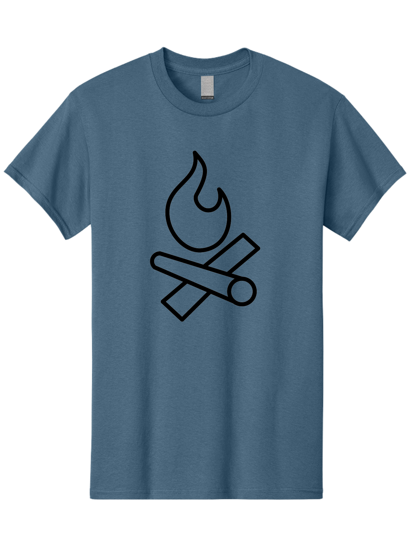 Campfire-3 Men'S Graphic Tee, 100% Cotton, Comfortable Casual Summer Wear, Machine Washable, Camping Symbol, Campfire Icon, Fire Pit, Outdoor Adventure, Wilderness Survival, Crossing Logs, Flame Graphic, Simple Illustration -  Aaa163
