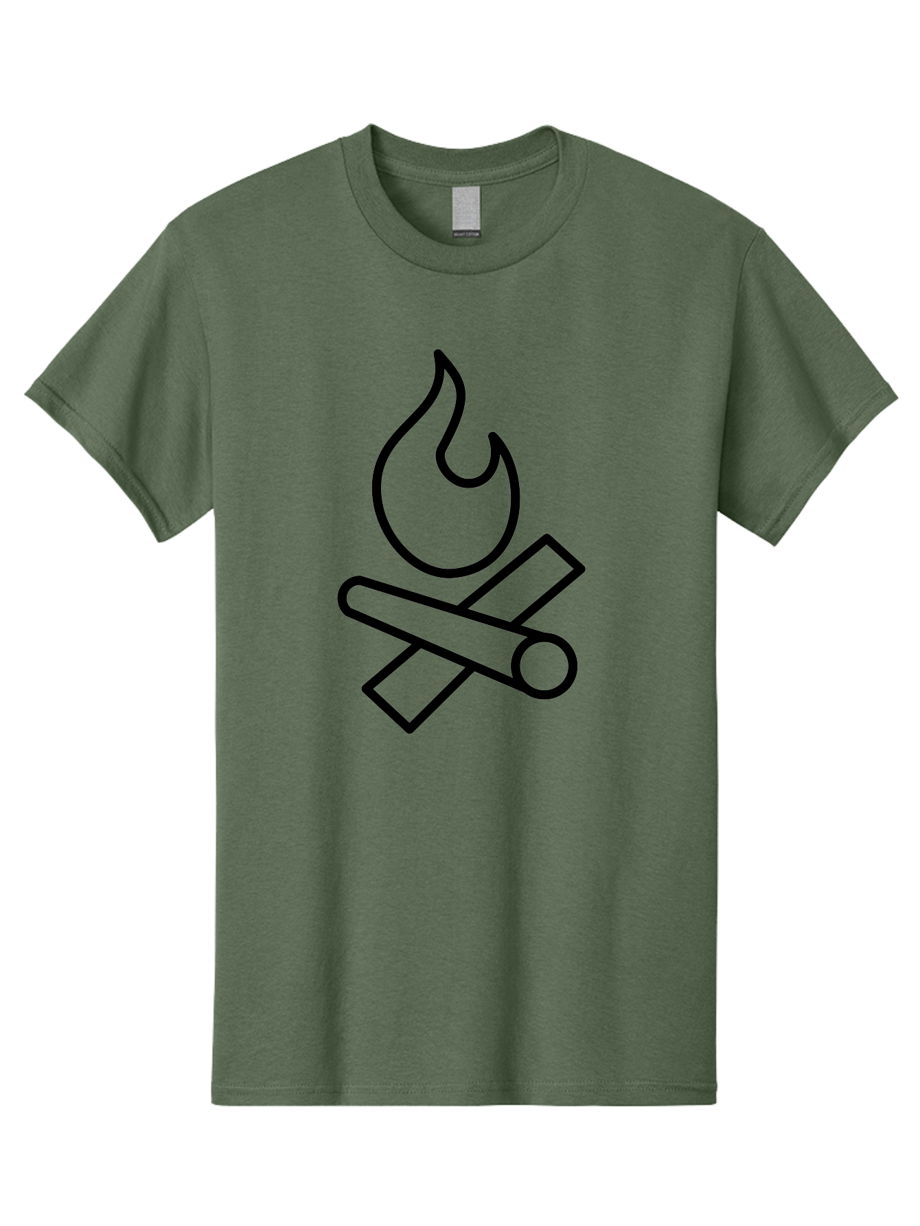 Campfire-3 Men'S Graphic Tee, 100% Cotton, Comfortable Casual Summer Wear, Machine Washable, Camping Symbol, Campfire Icon, Fire Pit, Outdoor Adventure, Wilderness Survival, Crossing Logs, Flame Graphic, Simple Illustration -  Aaa163