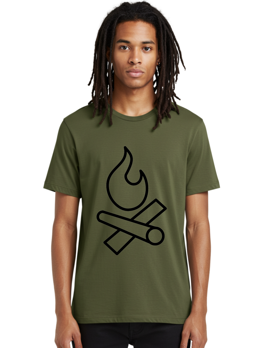 Campfire-3 Men'S Graphic Tee, 100% Cotton, Comfortable Casual Summer Wear, Machine Washable, Camping Symbol, Campfire Icon, Fire Pit, Outdoor Adventure, Wilderness Survival, Crossing Logs, Flame Graphic, Simple Illustration -  Aaa163