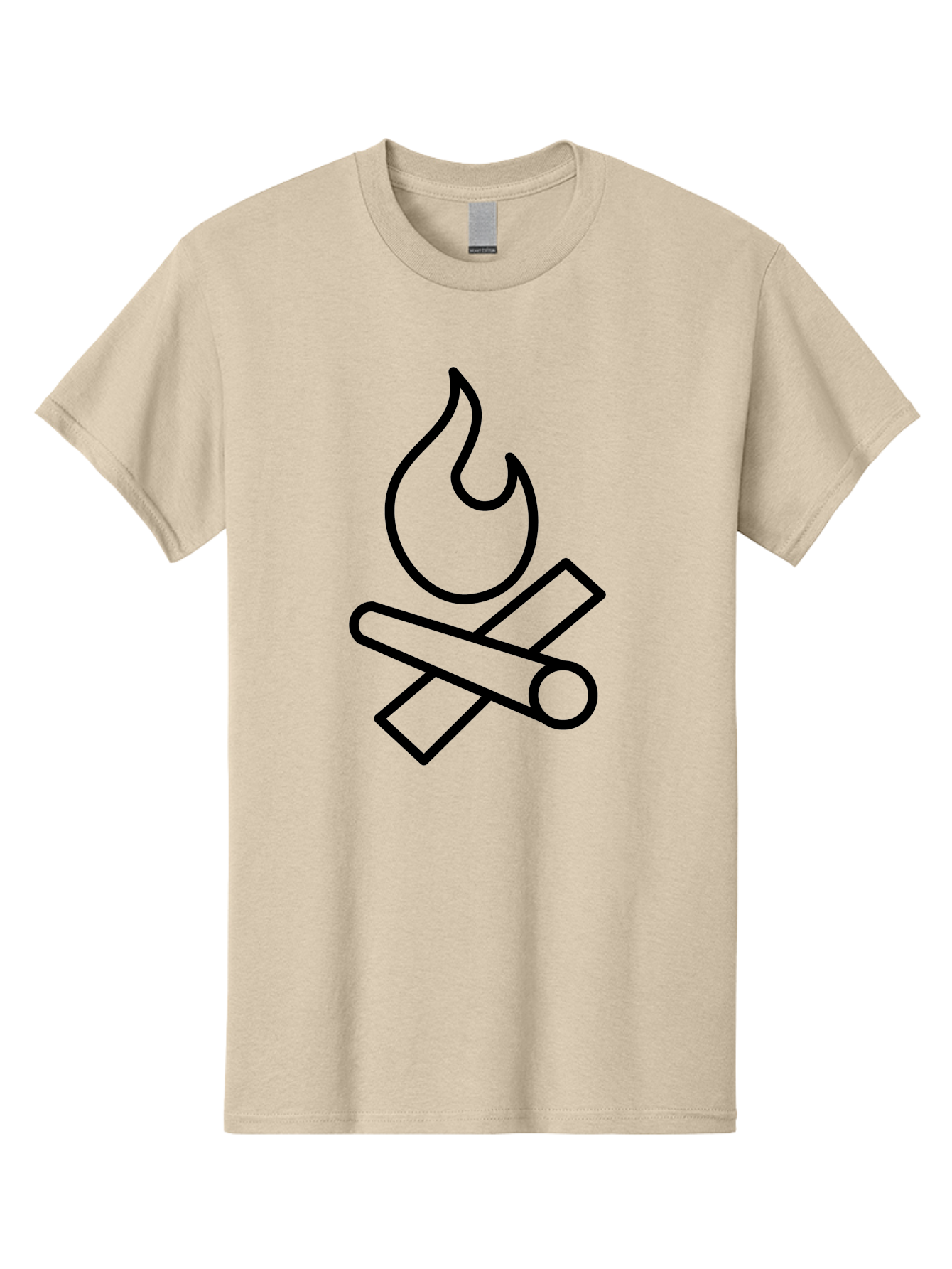 Campfire-3 Men'S Graphic Tee, 100% Cotton, Comfortable Casual Summer Wear, Machine Washable, Camping Symbol, Campfire Icon, Fire Pit, Outdoor Adventure, Wilderness Survival, Crossing Logs, Flame Graphic, Simple Illustration -  Aaa163