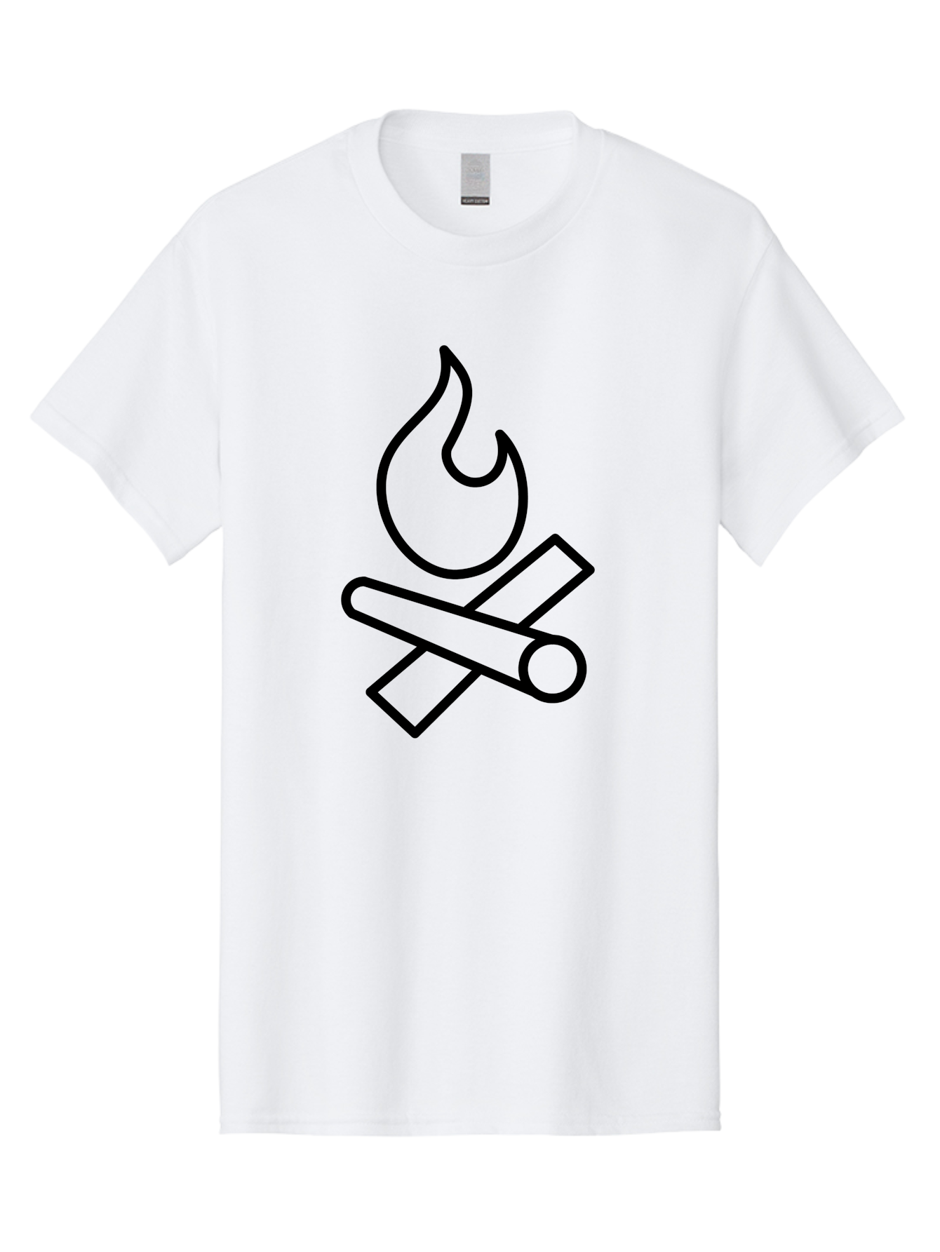 Campfire-3 Men'S Graphic Tee, 100% Cotton, Comfortable Casual Summer Wear, Machine Washable, Camping Symbol, Campfire Icon, Fire Pit, Outdoor Adventure, Wilderness Survival, Crossing Logs, Flame Graphic, Simple Illustration -  Aaa163