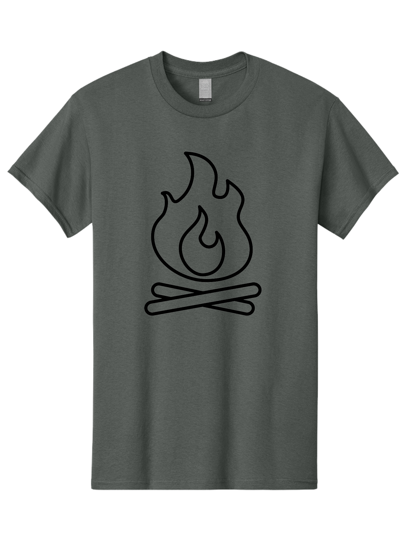 Campfire-4 Men'S Graphic Tee, 100% Cotton, Comfortable Casual Summer Wear, Machine Washable, Campfire Illustration, Outdoor Adventure, Camping Symbol, Wilderness Theme, Fire Icon, Simple Design, Bold Lines, Flames, Logs -  Aaa164