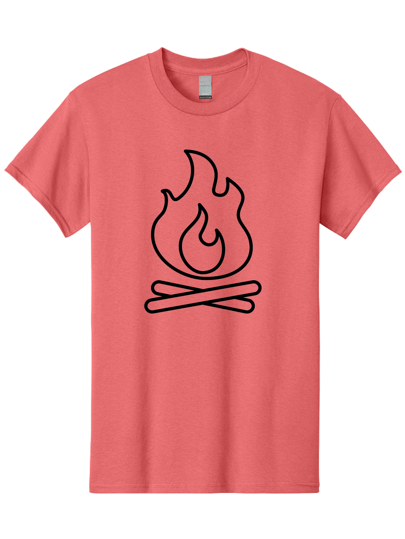 Campfire-4 Men'S Graphic Tee, 100% Cotton, Comfortable Casual Summer Wear, Machine Washable, Campfire Illustration, Outdoor Adventure, Camping Symbol, Wilderness Theme, Fire Icon, Simple Design, Bold Lines, Flames, Logs -  Aaa164