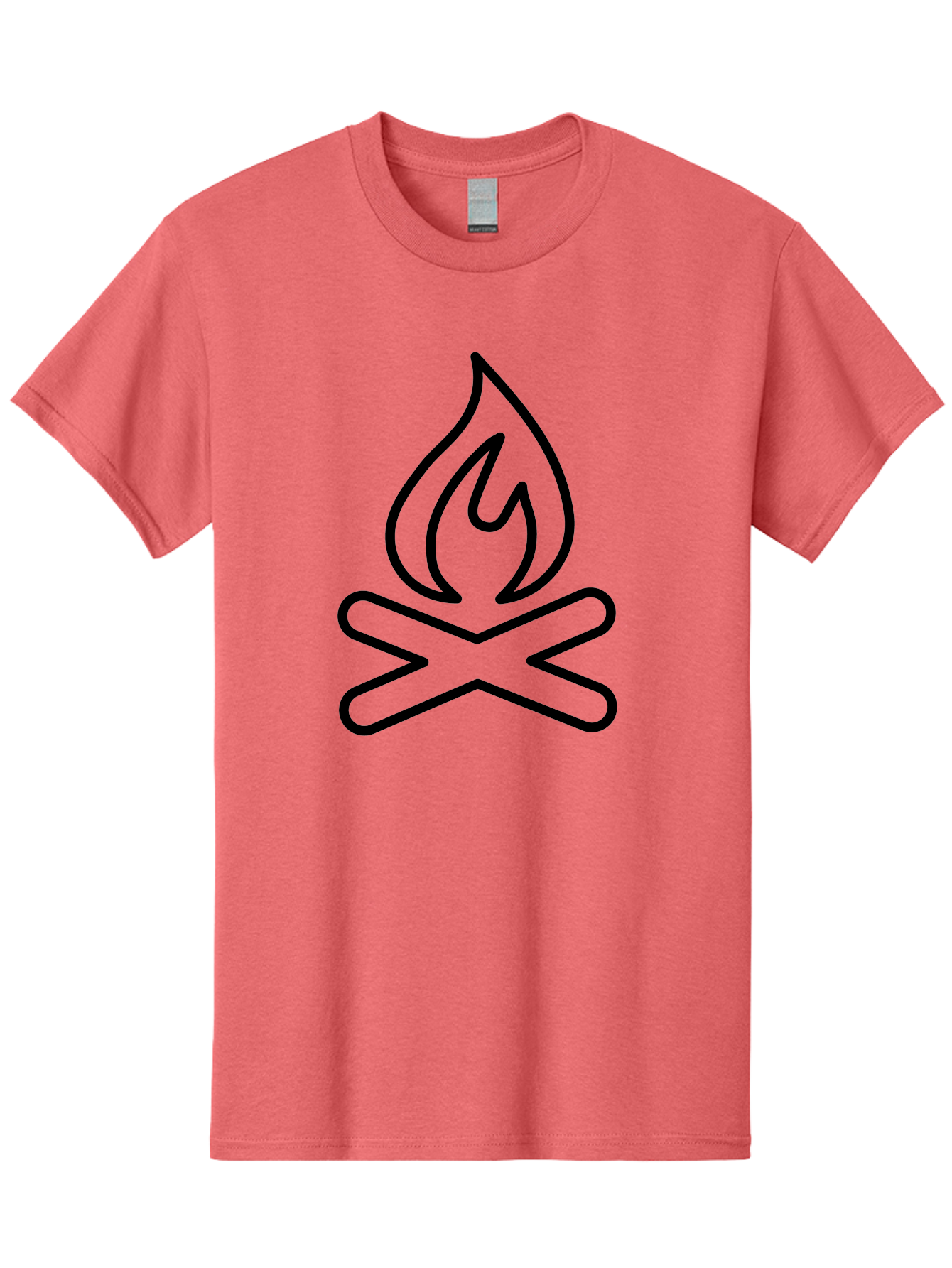Campfire Men'S Graphic Tee, 100% Cotton, Comfortable Casual Summer Wear, Machine Washable, Campfire Icon, Campfire, Black Outline, Flames, Campfire Graphics, Simple Illustration, Minimalist Design, Outdoor Symbol, Camping Emblem, Fire Pit -  Aaa165