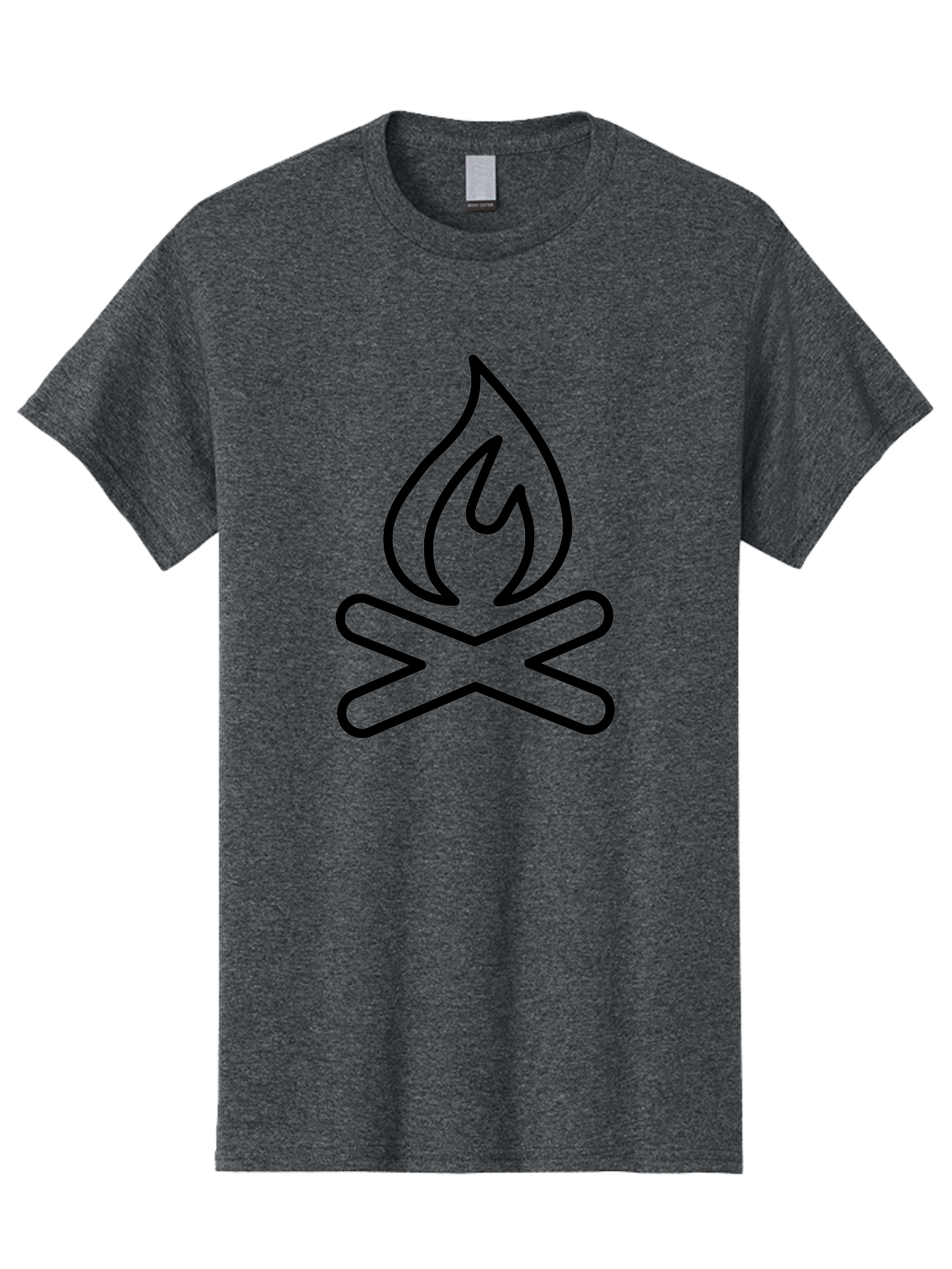 Campfire Men'S Graphic Tee, 100% Cotton, Comfortable Casual Summer Wear, Machine Washable, Campfire Icon, Campfire, Black Outline, Flames, Campfire Graphics, Simple Illustration, Minimalist Design, Outdoor Symbol, Camping Emblem, Fire Pit -  Aaa165