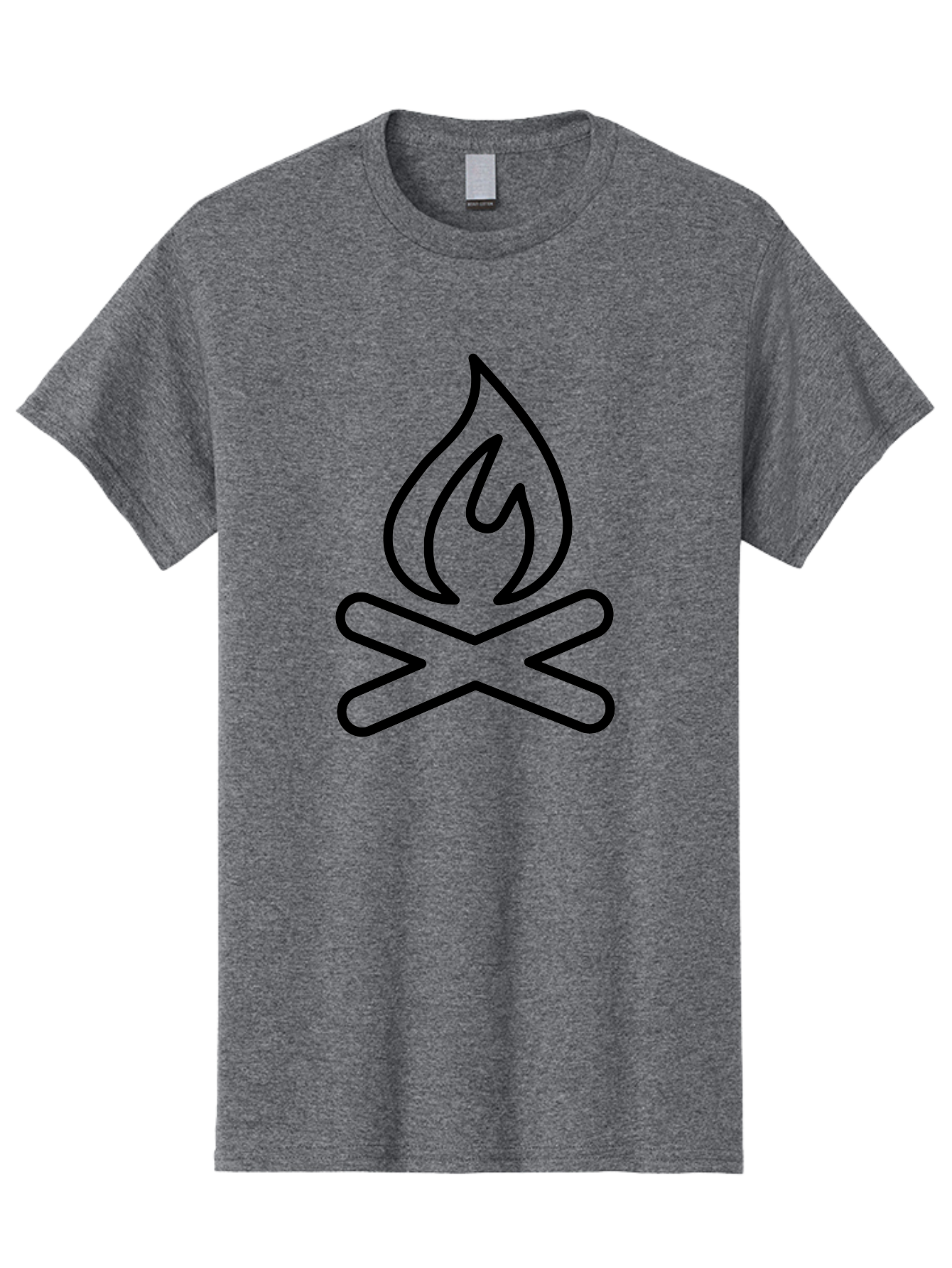 Campfire Men'S Graphic Tee, 100% Cotton, Comfortable Casual Summer Wear, Machine Washable, Campfire Icon, Campfire, Black Outline, Flames, Campfire Graphics, Simple Illustration, Minimalist Design, Outdoor Symbol, Camping Emblem, Fire Pit -  Aaa165