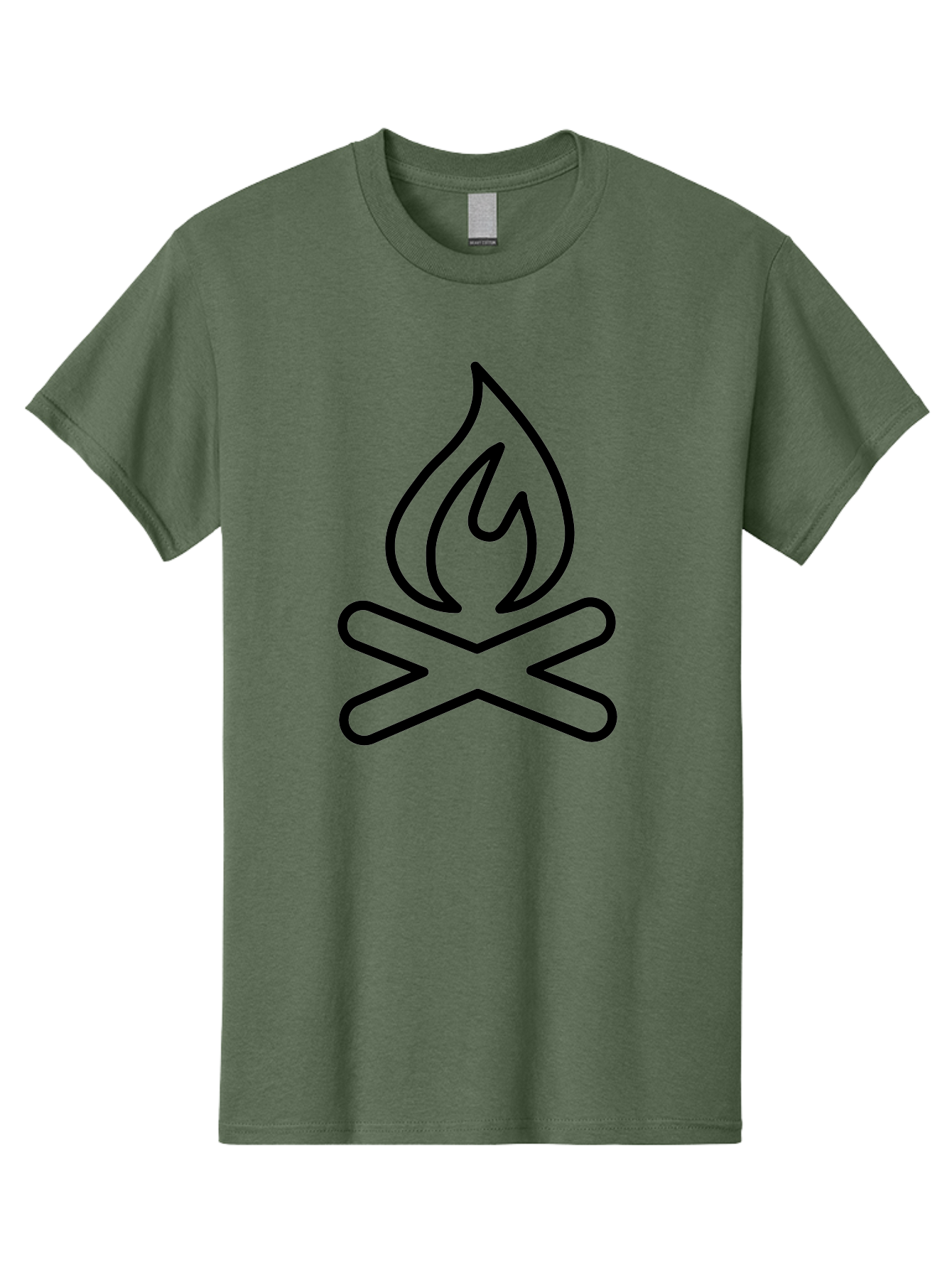 Campfire Men'S Graphic Tee, 100% Cotton, Comfortable Casual Summer Wear, Machine Washable, Campfire Icon, Campfire, Black Outline, Flames, Campfire Graphics, Simple Illustration, Minimalist Design, Outdoor Symbol, Camping Emblem, Fire Pit -  Aaa165