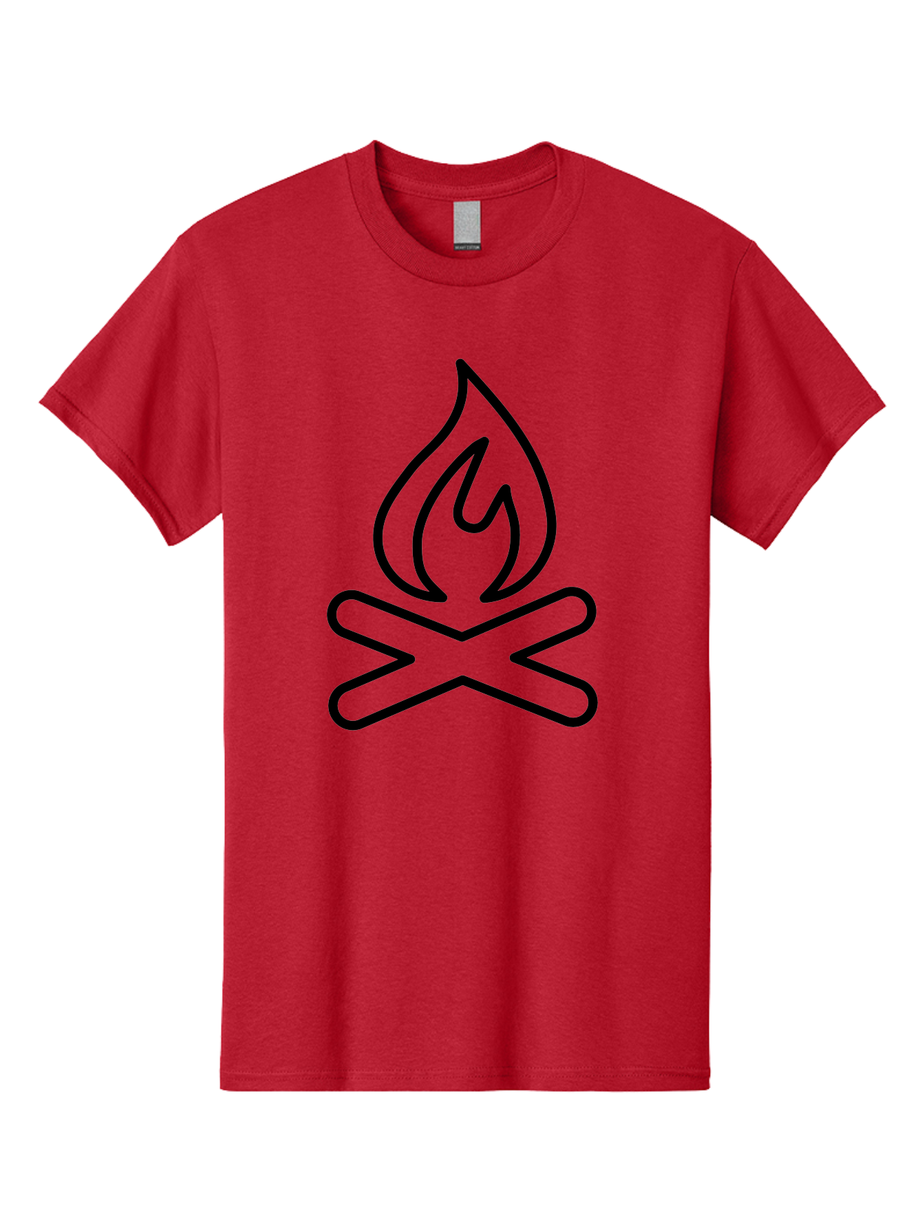 Campfire Men'S Graphic Tee, 100% Cotton, Comfortable Casual Summer Wear, Machine Washable, Campfire Icon, Campfire, Black Outline, Flames, Campfire Graphics, Simple Illustration, Minimalist Design, Outdoor Symbol, Camping Emblem, Fire Pit -  Aaa165