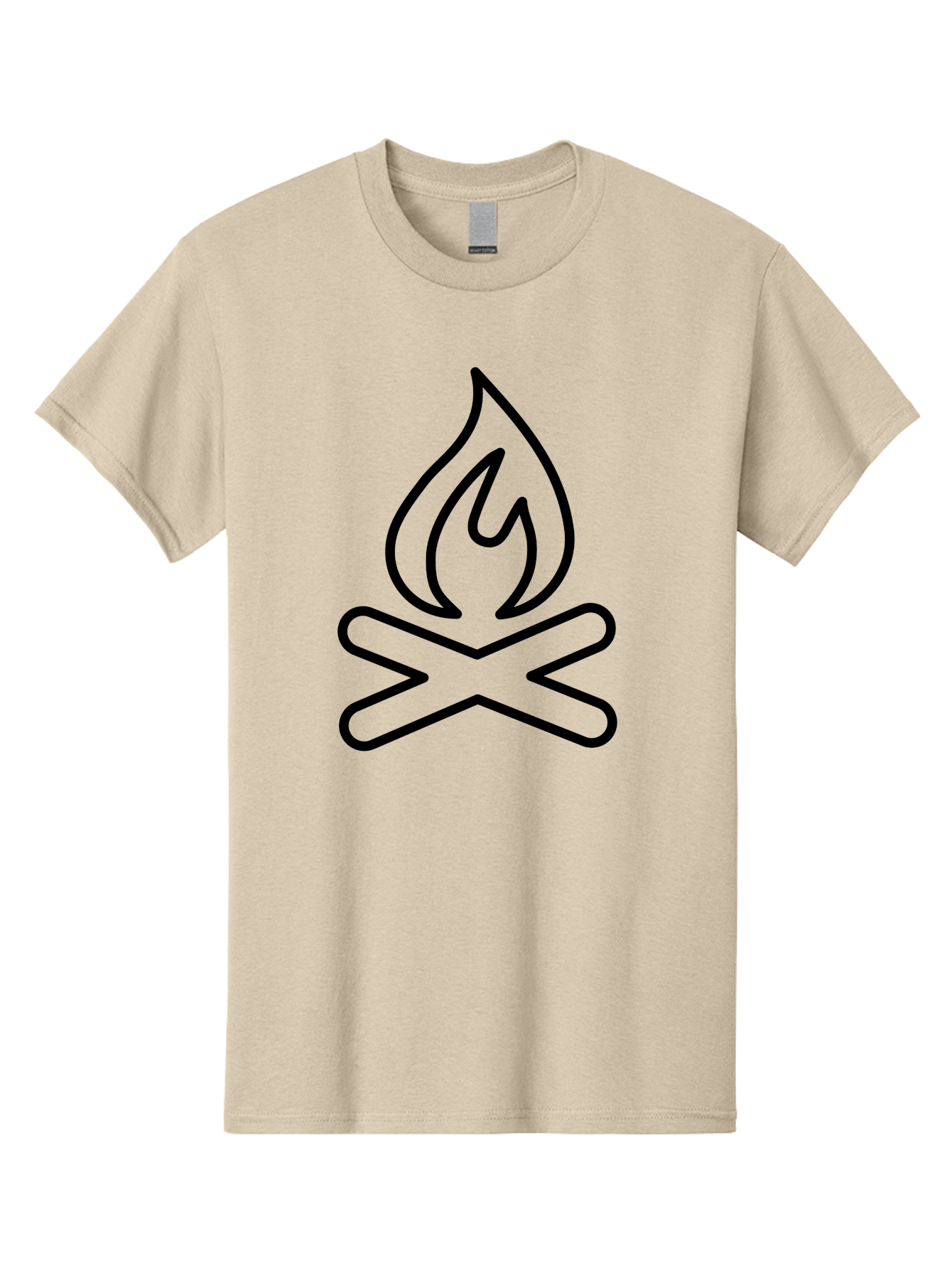 Campfire Men'S Graphic Tee, 100% Cotton, Comfortable Casual Summer Wear, Machine Washable, Campfire Icon, Campfire, Black Outline, Flames, Campfire Graphics, Simple Illustration, Minimalist Design, Outdoor Symbol, Camping Emblem, Fire Pit -  Aaa165