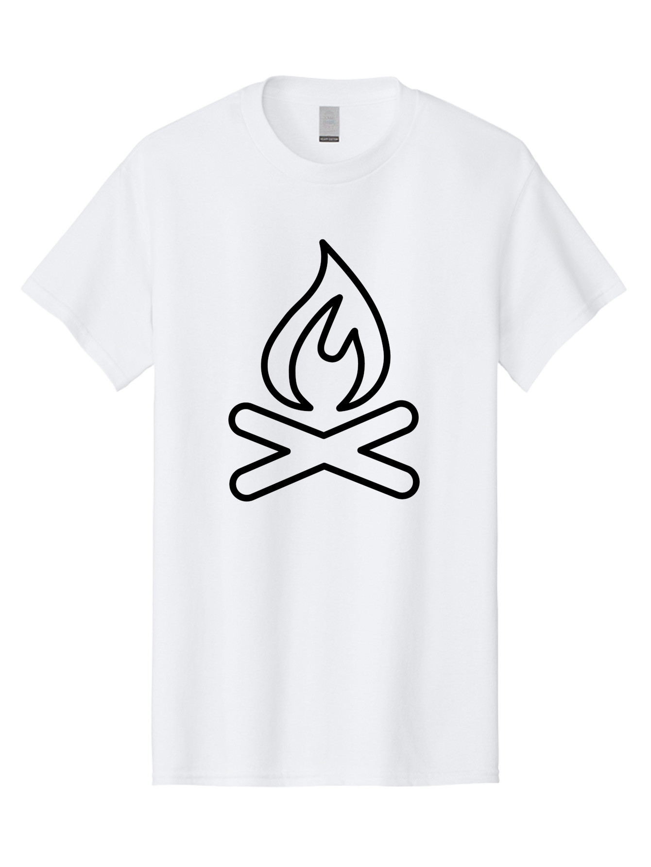Campfire Men'S Graphic Tee, 100% Cotton, Comfortable Casual Summer Wear, Machine Washable, Campfire Icon, Campfire, Black Outline, Flames, Campfire Graphics, Simple Illustration, Minimalist Design, Outdoor Symbol, Camping Emblem, Fire Pit -  Aaa165