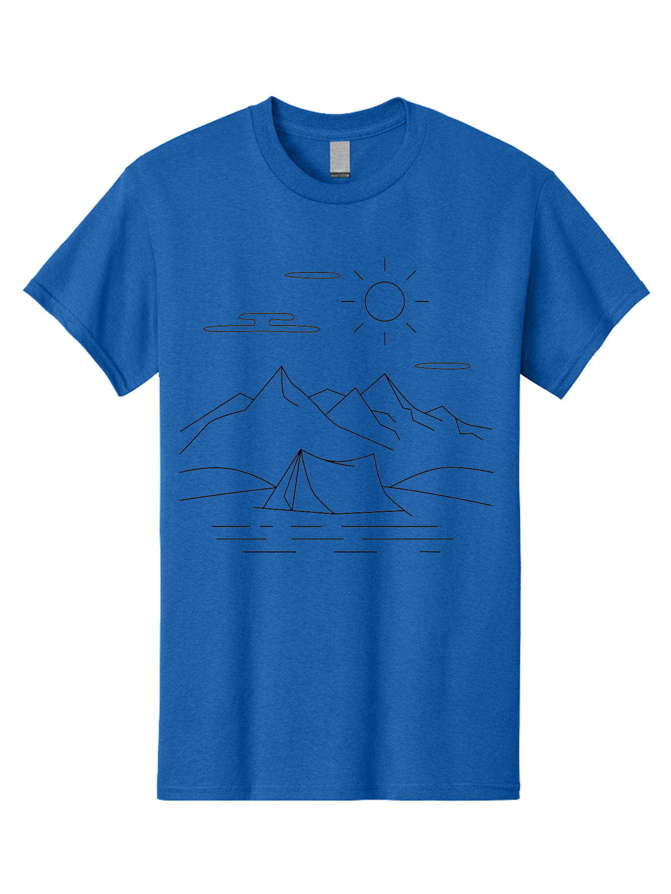 Camping-In-Mountains-1 Men'S Graphic Tee, 100% Cotton, Comfortable Casual Summer Wear, Machine Washable, Camping In Mountains, Outdoor Adventure, Serene Landscape, Mountain Scenery, Tranquil Atmosphere, Peaceful Camping, Wilderness Escape -  Aaa166