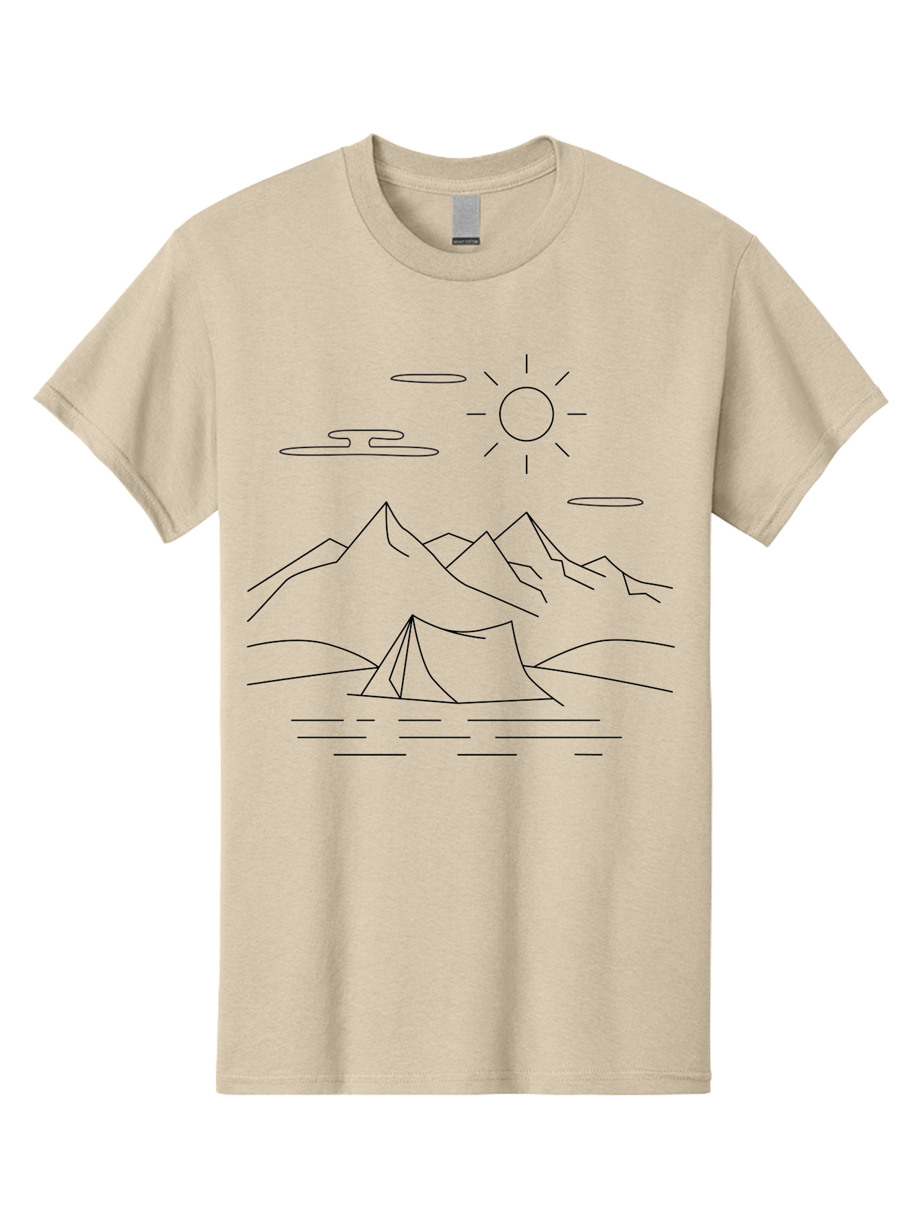 Camping-In-Mountains-1 Men'S Graphic Tee, 100% Cotton, Comfortable Casual Summer Wear, Machine Washable, Camping In Mountains, Outdoor Adventure, Serene Landscape, Mountain Scenery, Tranquil Atmosphere, Peaceful Camping, Wilderness Escape -  Aaa166
