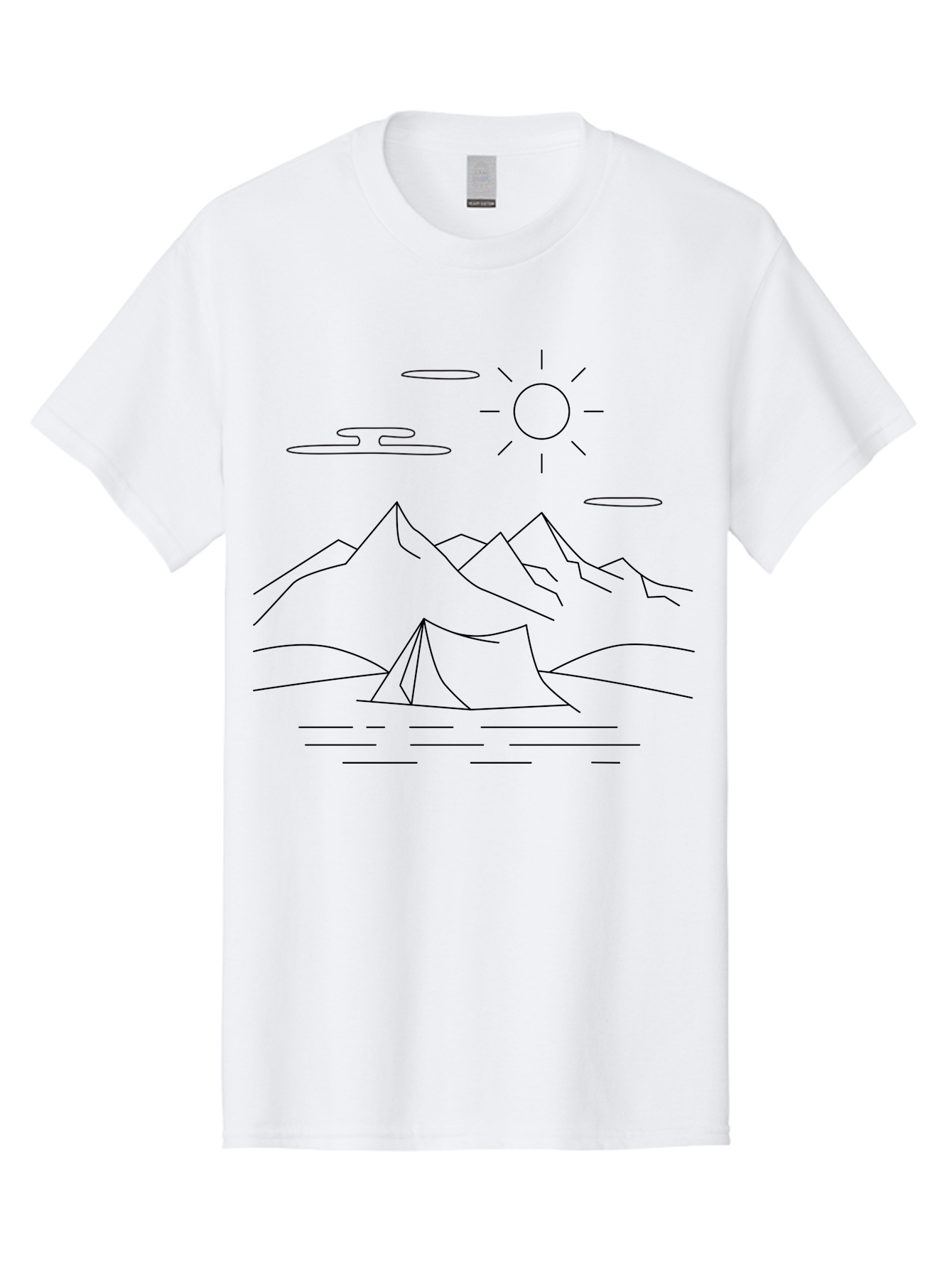 Camping-In-Mountains-1 Men'S Graphic Tee, 100% Cotton, Comfortable Casual Summer Wear, Machine Washable, Camping In Mountains, Outdoor Adventure, Serene Landscape, Mountain Scenery, Tranquil Atmosphere, Peaceful Camping, Wilderness Escape -  Aaa166