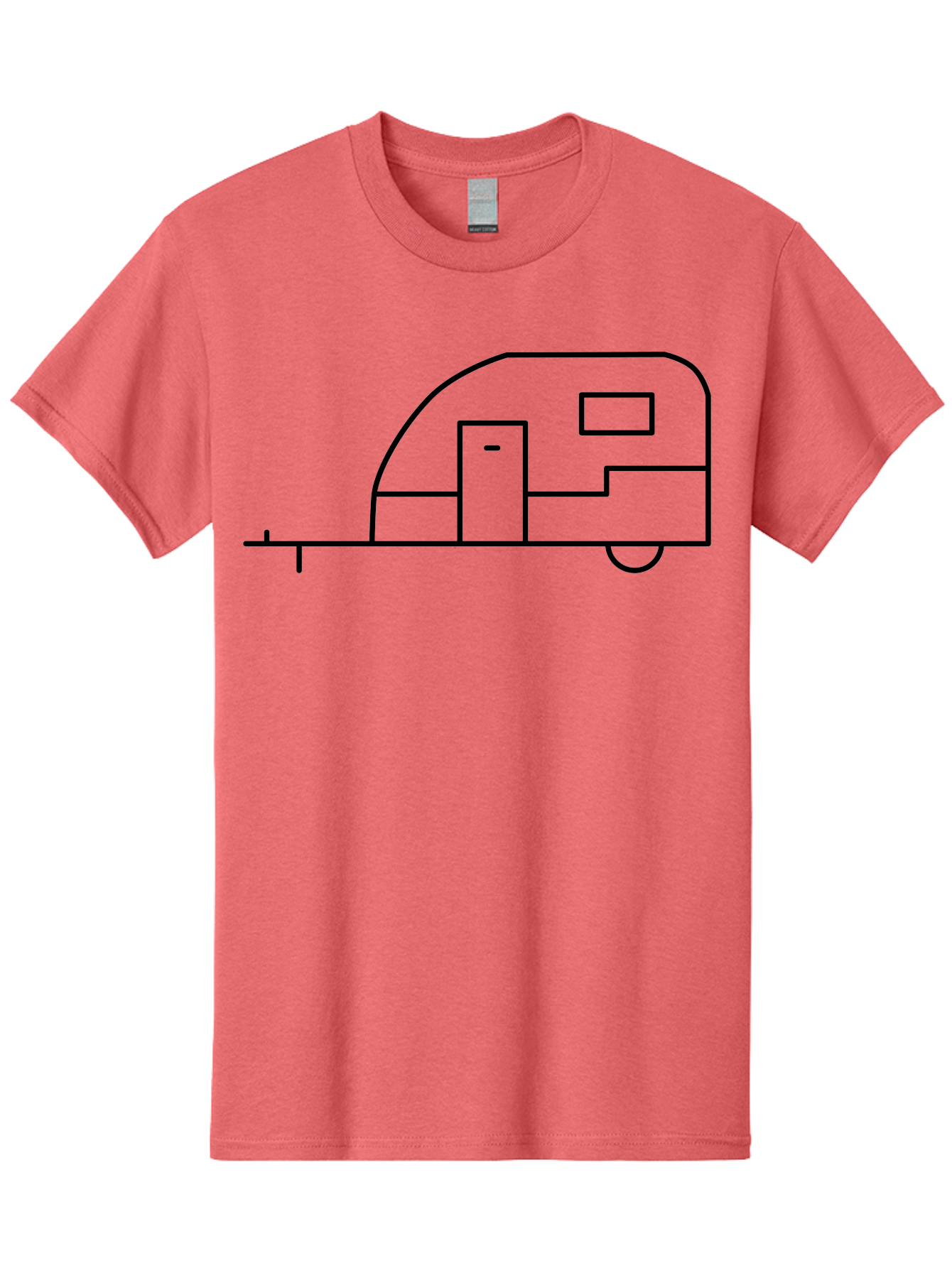 Caravan Men'S Graphic Tee, 100% Cotton, Comfortable Casual Summer Wear, Machine Washable, Simple Caravan Design, Minimalist Trailer Illustration, Modern Camping Icon, Graphic Adventure Symbol, Outdoor Recreation, Rv Travel -  Aaa168
