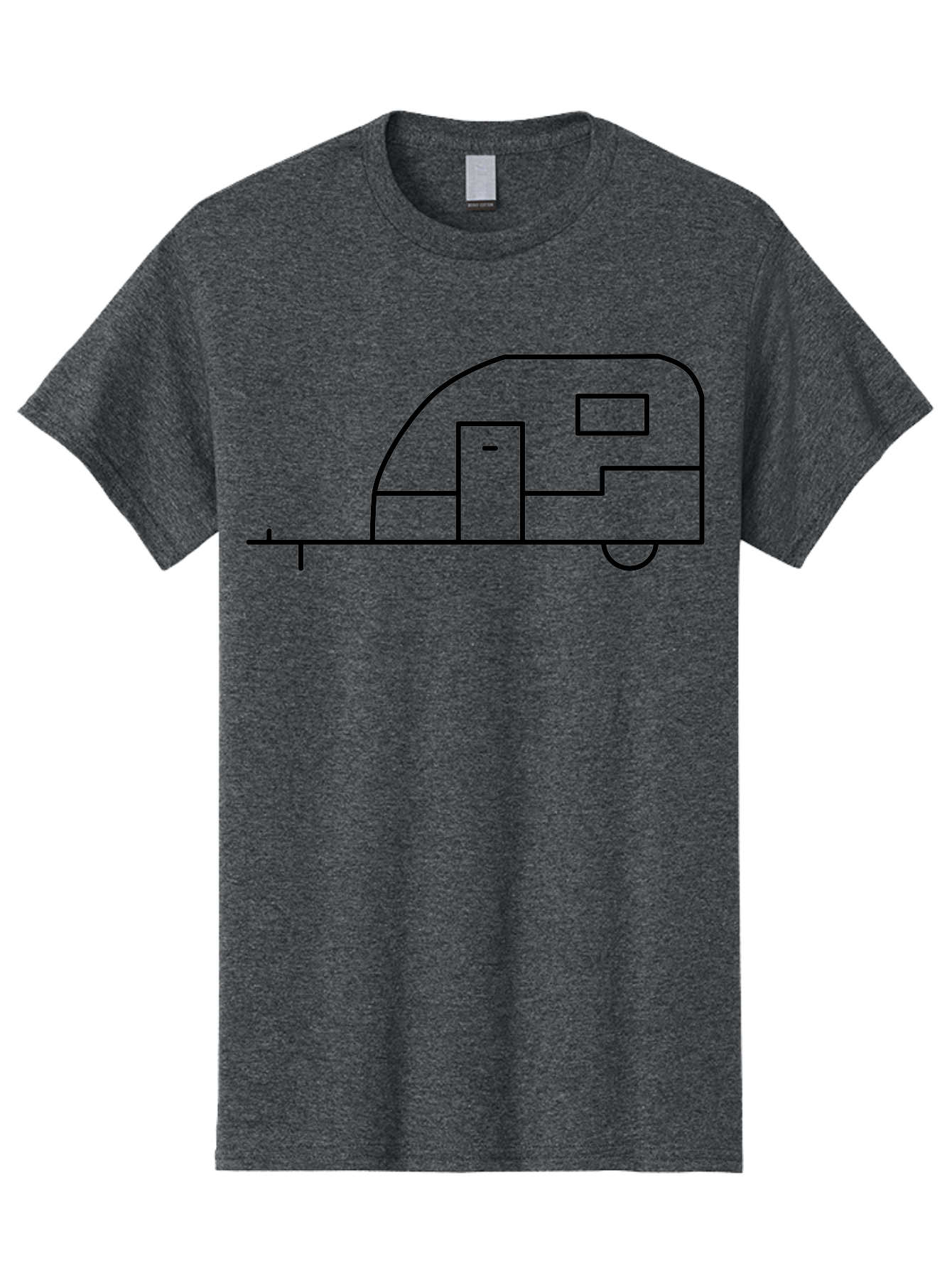 Caravan Men'S Graphic Tee, 100% Cotton, Comfortable Casual Summer Wear, Machine Washable, Simple Caravan Design, Minimalist Trailer Illustration, Modern Camping Icon, Graphic Adventure Symbol, Outdoor Recreation, Rv Travel -  Aaa168
