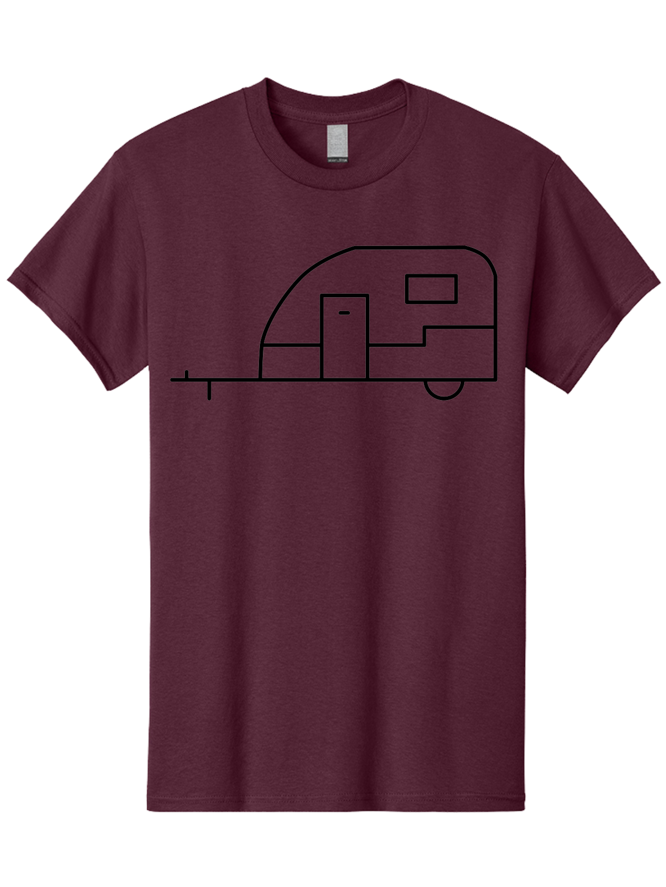 Caravan Men'S Graphic Tee, 100% Cotton, Comfortable Casual Summer Wear, Machine Washable, Simple Caravan Design, Minimalist Trailer Illustration, Modern Camping Icon, Graphic Adventure Symbol, Outdoor Recreation, Rv Travel -  Aaa168