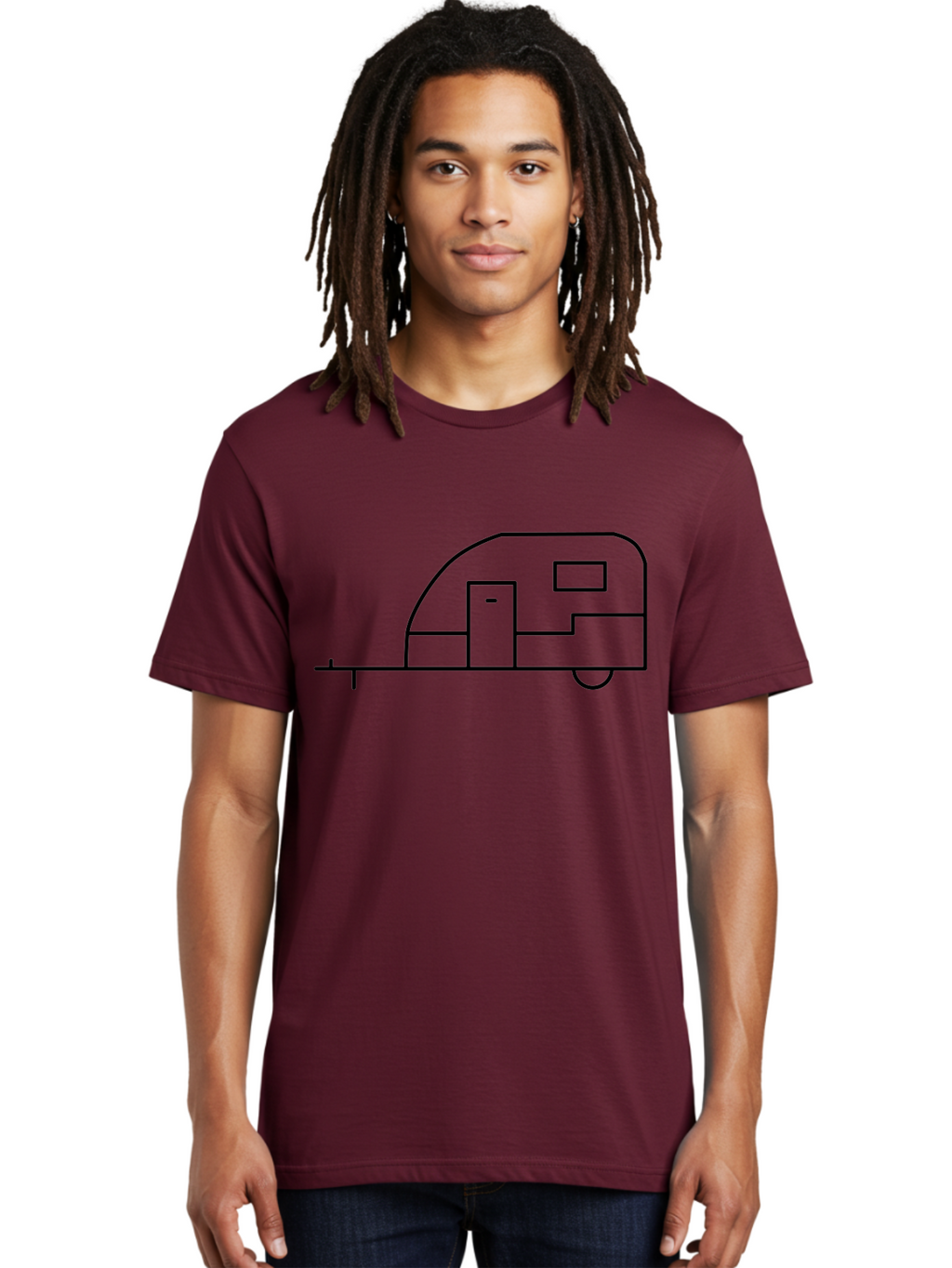 Caravan Men'S Graphic Tee, 100% Cotton, Comfortable Casual Summer Wear, Machine Washable, Simple Caravan Design, Minimalist Trailer Illustration, Modern Camping Icon, Graphic Adventure Symbol, Outdoor Recreation, Rv Travel -  Aaa168