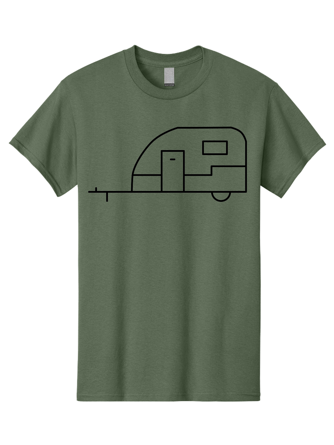 Caravan Men'S Graphic Tee, 100% Cotton, Comfortable Casual Summer Wear, Machine Washable, Simple Caravan Design, Minimalist Trailer Illustration, Modern Camping Icon, Graphic Adventure Symbol, Outdoor Recreation, Rv Travel -  Aaa168