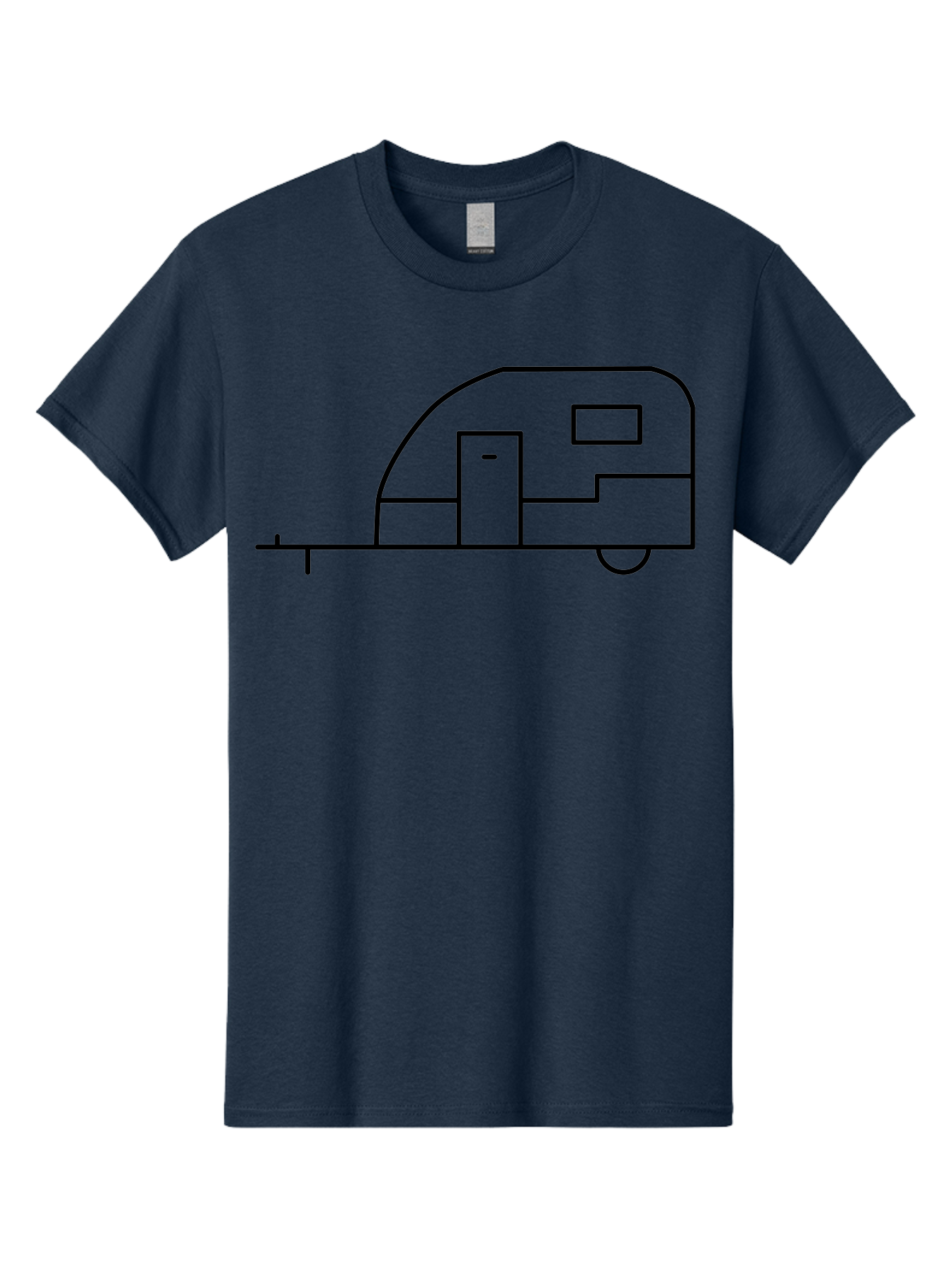 Caravan Men'S Graphic Tee, 100% Cotton, Comfortable Casual Summer Wear, Machine Washable, Simple Caravan Design, Minimalist Trailer Illustration, Modern Camping Icon, Graphic Adventure Symbol, Outdoor Recreation, Rv Travel -  Aaa168