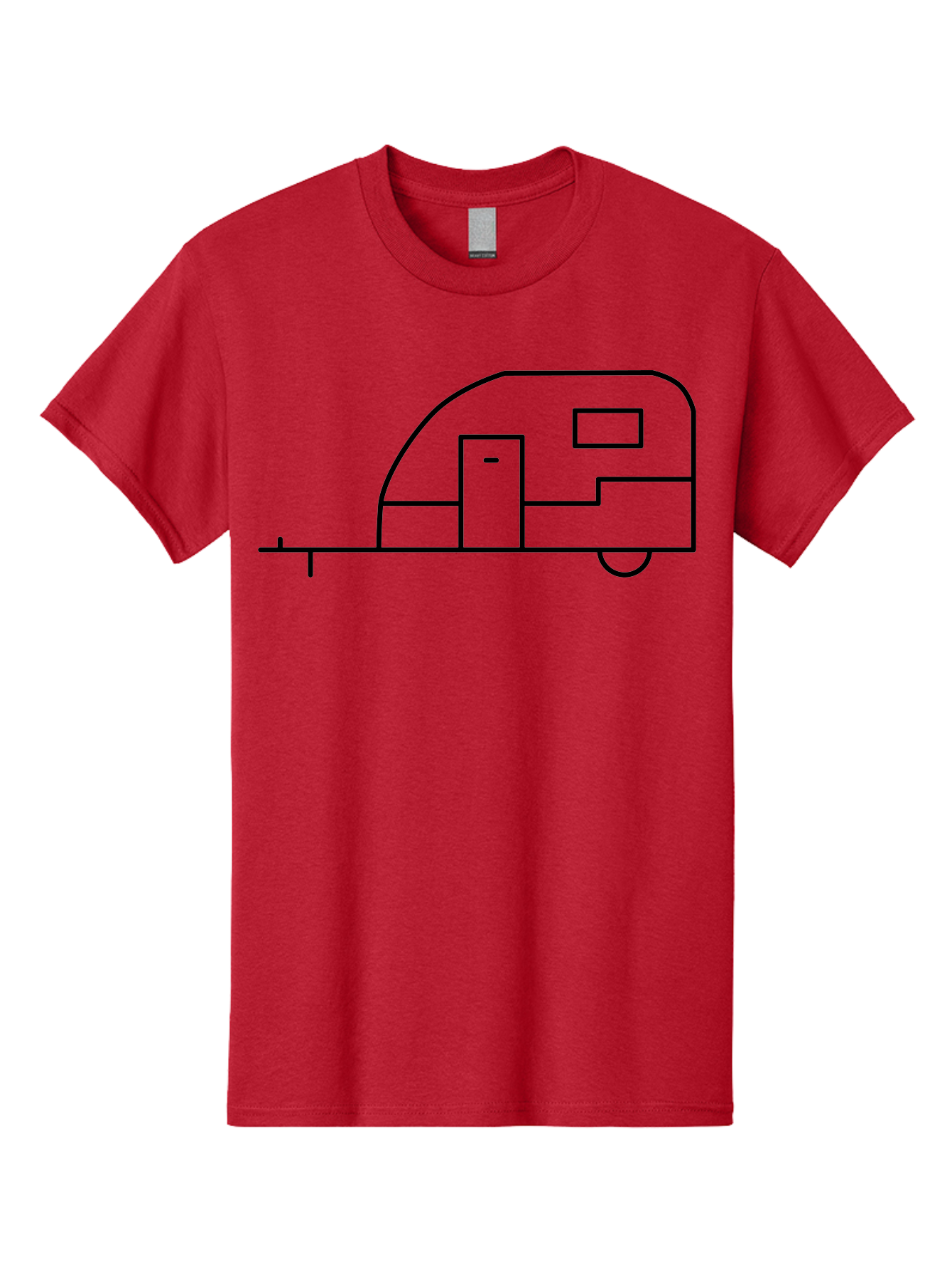 Caravan Men'S Graphic Tee, 100% Cotton, Comfortable Casual Summer Wear, Machine Washable, Simple Caravan Design, Minimalist Trailer Illustration, Modern Camping Icon, Graphic Adventure Symbol, Outdoor Recreation, Rv Travel -  Aaa168