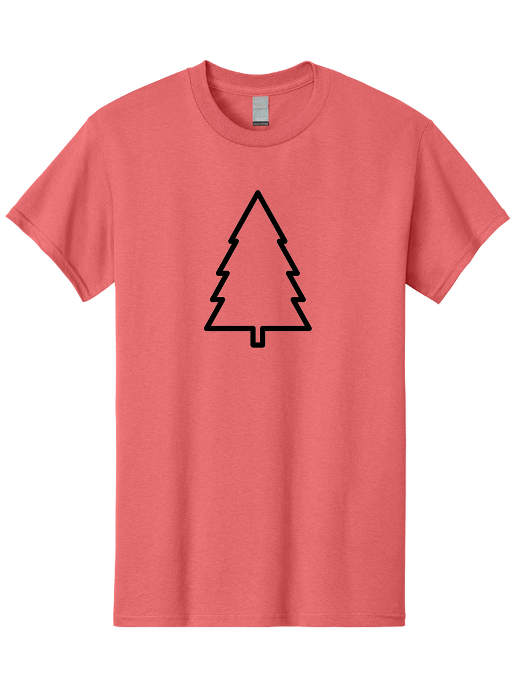 Christmas-Tree-1 Men'S Graphic Tee, 100% Cotton, Comfortable Casual Summer Wear, Machine Washable, Christmas Tree Outline, Minimalist Design, Festive Symbol, Holiday Icon, Simple Illustration, Black Outline -  Aaa170