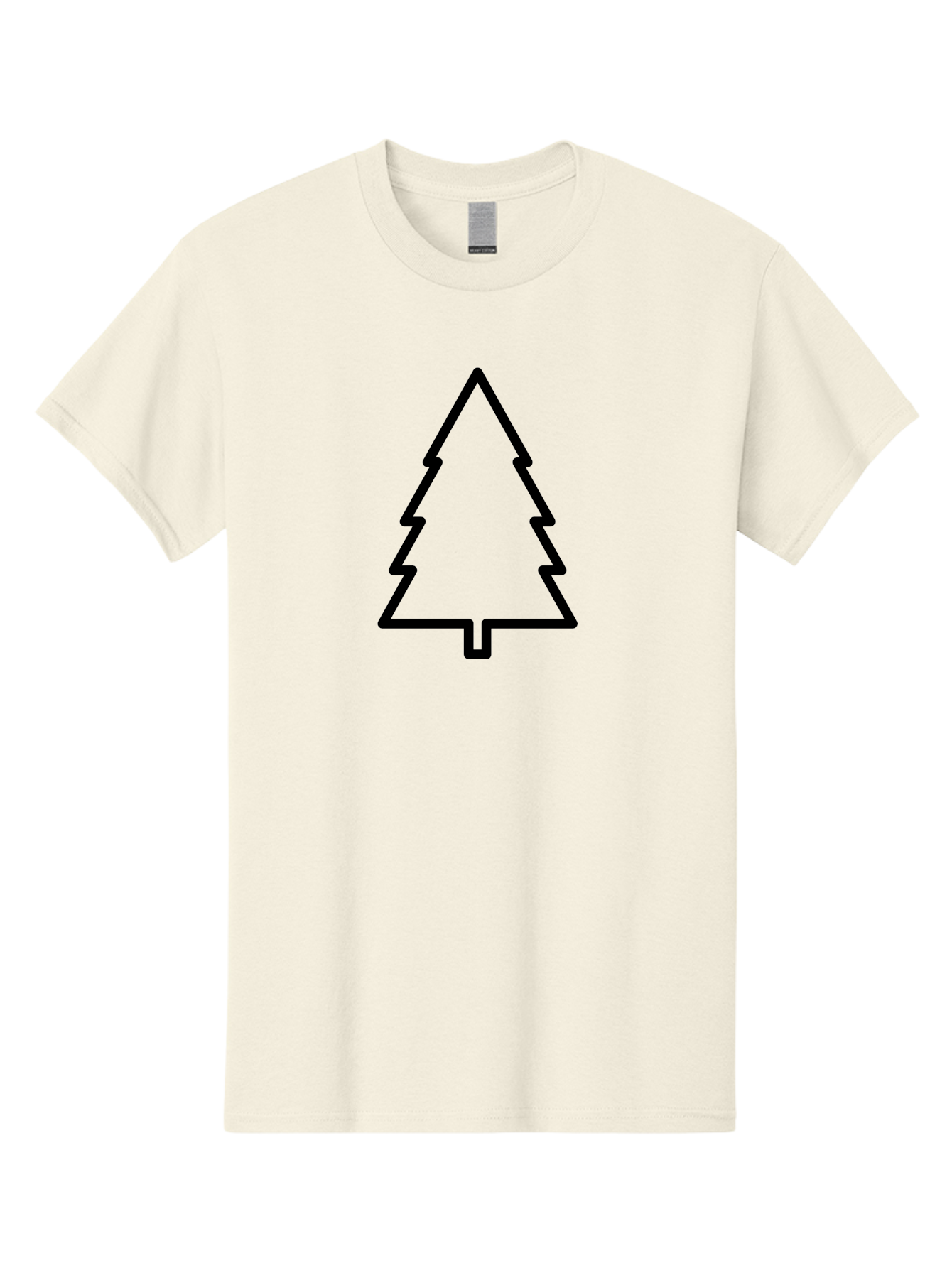 Christmas-Tree-1 Men'S Graphic Tee, 100% Cotton, Comfortable Casual Summer Wear, Machine Washable, Christmas Tree Outline, Minimalist Design, Festive Symbol, Holiday Icon, Simple Illustration, Black Outline -  Aaa170