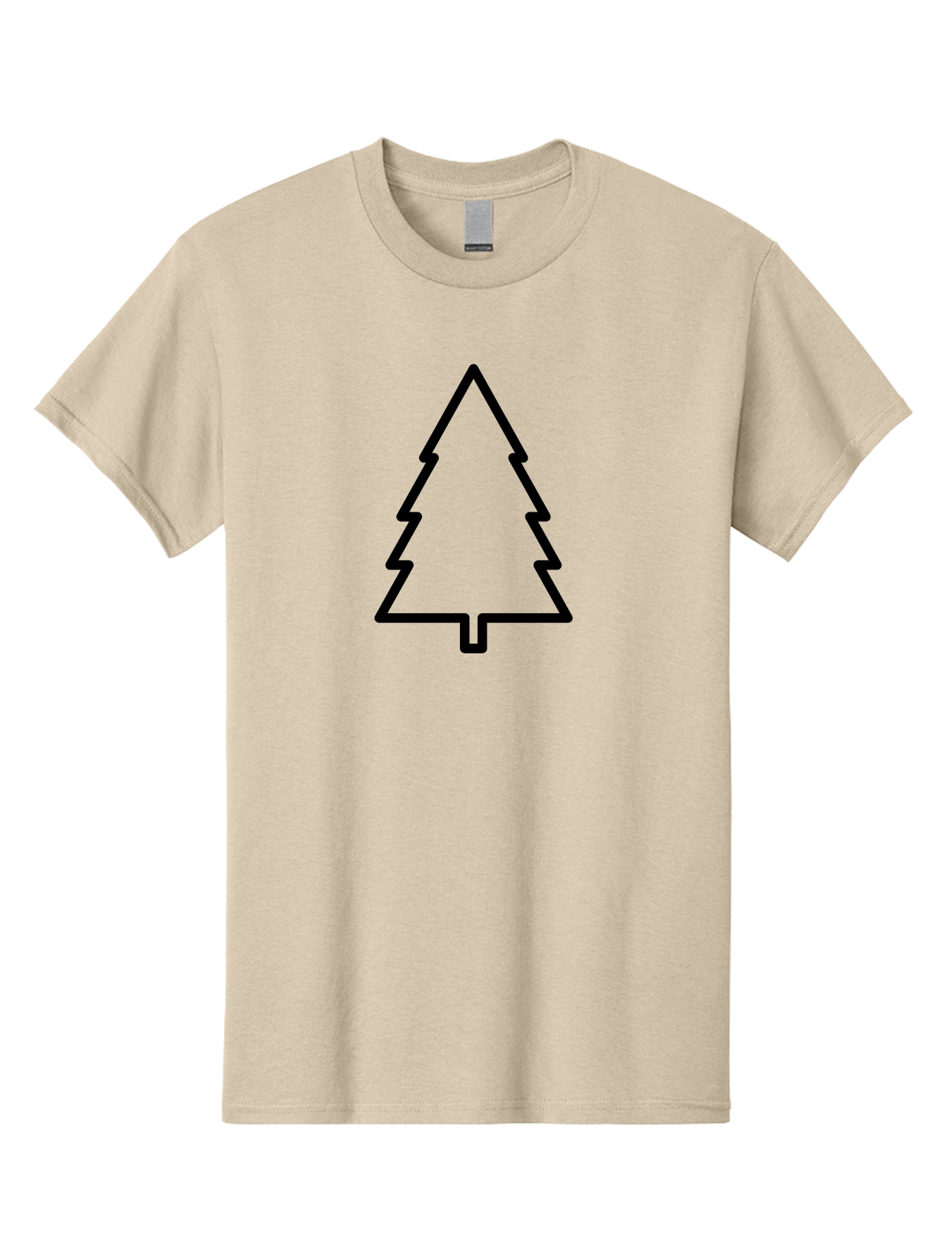 Christmas-Tree-1 Men'S Graphic Tee, 100% Cotton, Comfortable Casual Summer Wear, Machine Washable, Christmas Tree Outline, Minimalist Design, Festive Symbol, Holiday Icon, Simple Illustration, Black Outline -  Aaa170