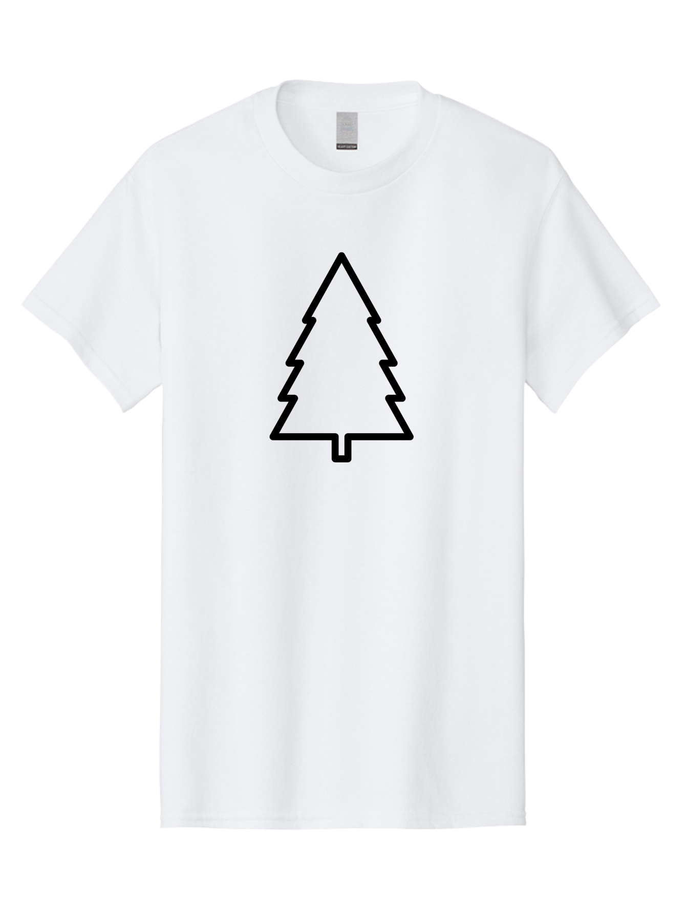 Christmas-Tree-1 Men'S Graphic Tee, 100% Cotton, Comfortable Casual Summer Wear, Machine Washable, Christmas Tree Outline, Minimalist Design, Festive Symbol, Holiday Icon, Simple Illustration, Black Outline -  Aaa170