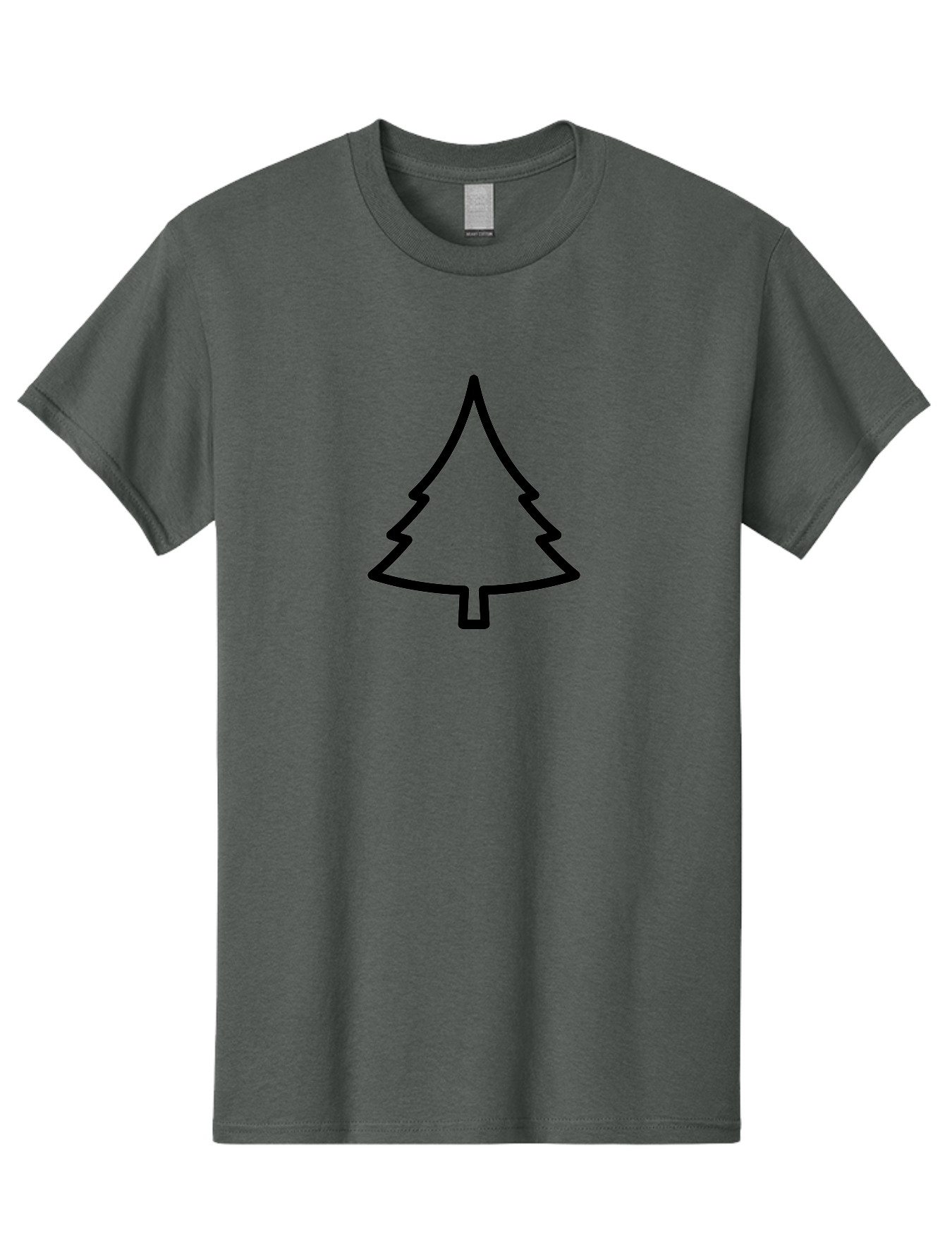 Christmas-Tree-2 Men'S Graphic Tee, 100% Cotton, Comfortable Casual Summer Wear, Machine Washable, Simple Christmas Tree, Minimalist Design, Festive Symbol, Holiday Icon, Black Outline, Evergreen Tree Shape -  Aaa171