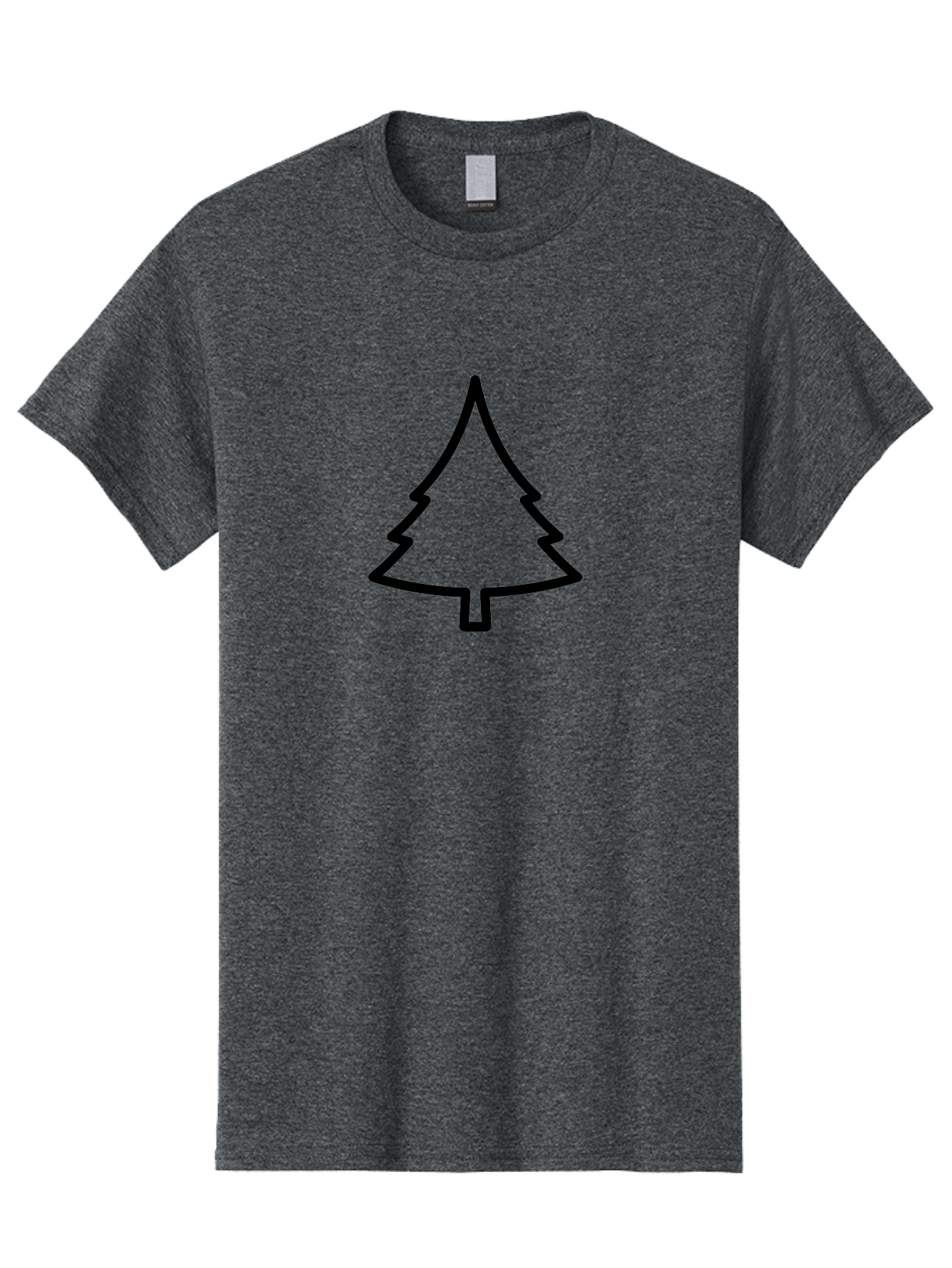 Christmas-Tree-2 Men'S Graphic Tee, 100% Cotton, Comfortable Casual Summer Wear, Machine Washable, Simple Christmas Tree, Minimalist Design, Festive Symbol, Holiday Icon, Black Outline, Evergreen Tree Shape -  Aaa171