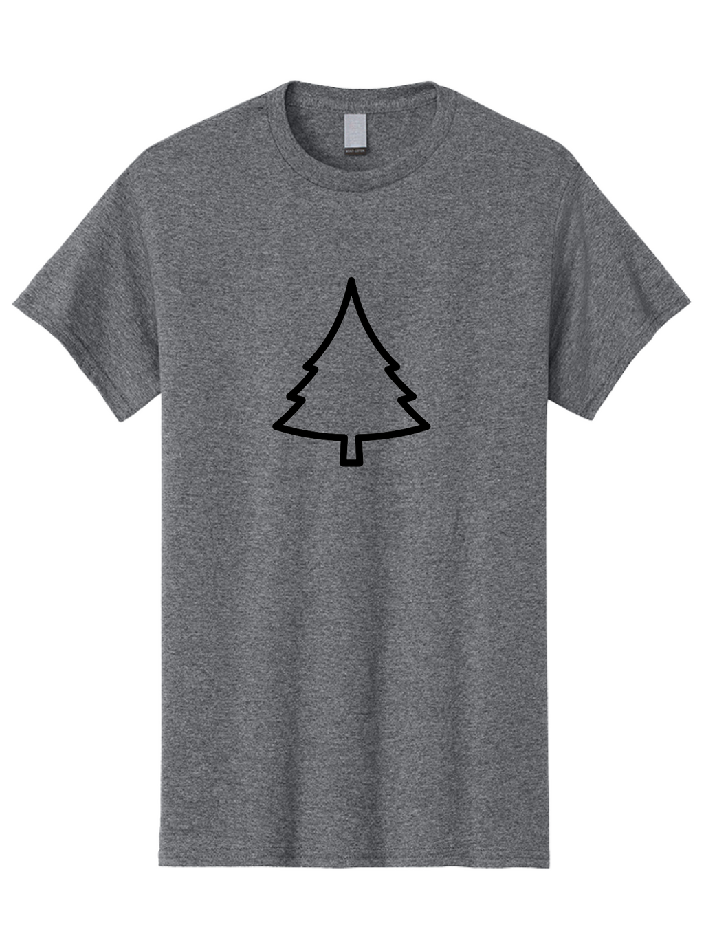 Christmas-Tree-2 Men'S Graphic Tee, 100% Cotton, Comfortable Casual Summer Wear, Machine Washable, Simple Christmas Tree, Minimalist Design, Festive Symbol, Holiday Icon, Black Outline, Evergreen Tree Shape -  Aaa171