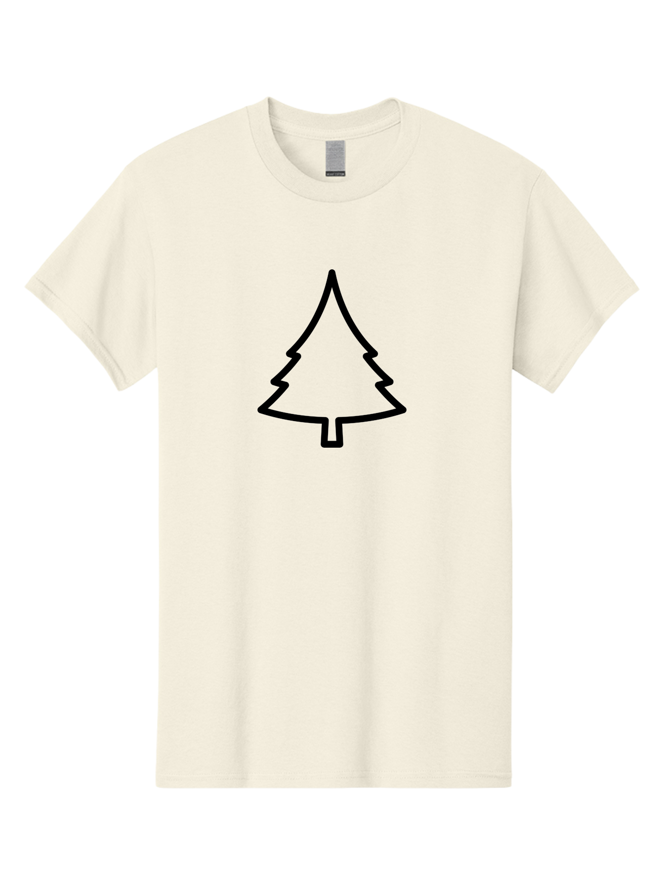 Christmas-Tree-2 Men'S Graphic Tee, 100% Cotton, Comfortable Casual Summer Wear, Machine Washable, Simple Christmas Tree, Minimalist Design, Festive Symbol, Holiday Icon, Black Outline, Evergreen Tree Shape -  Aaa171
